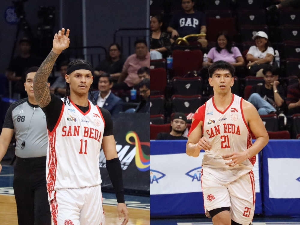 San Beda's Janti Miller and Yukien Andrada connive in quarters win over LPU | Photo: Zane Esparaga
