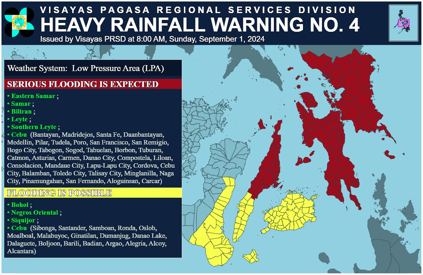 Card from PAGASA Visayas