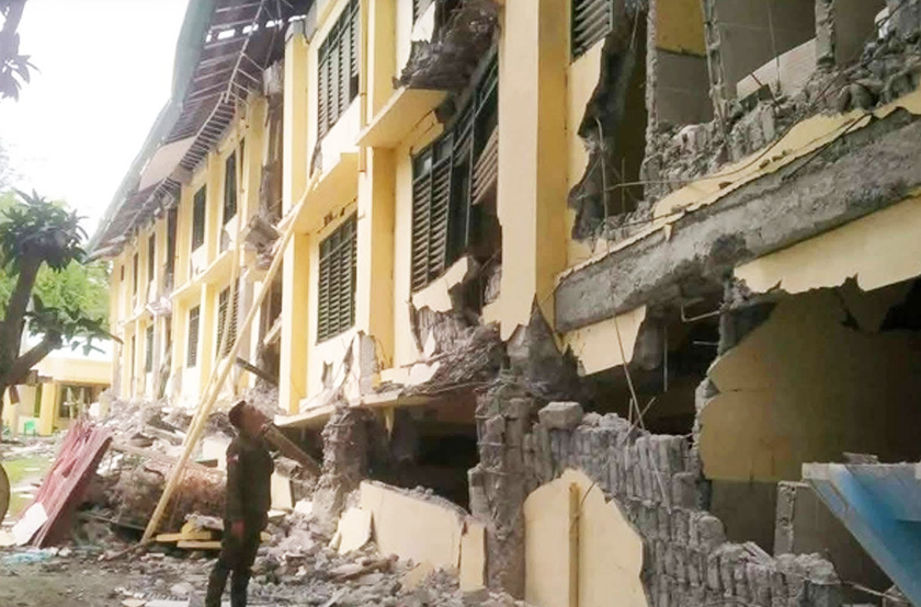 A school building is damaged by the quake | Photo courtesy: LGU Jose Abad Santos