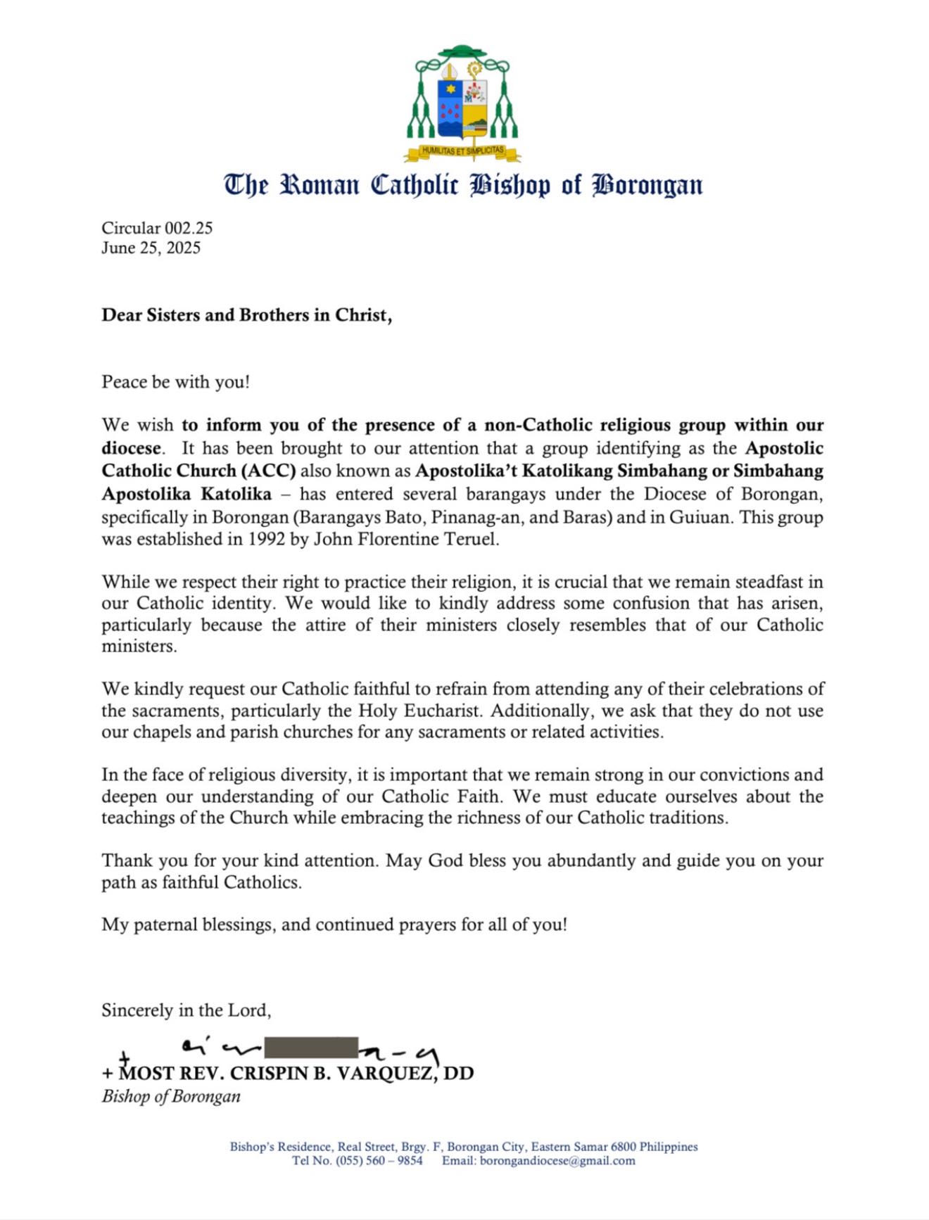 Image courtesy: Diocese of Borongan