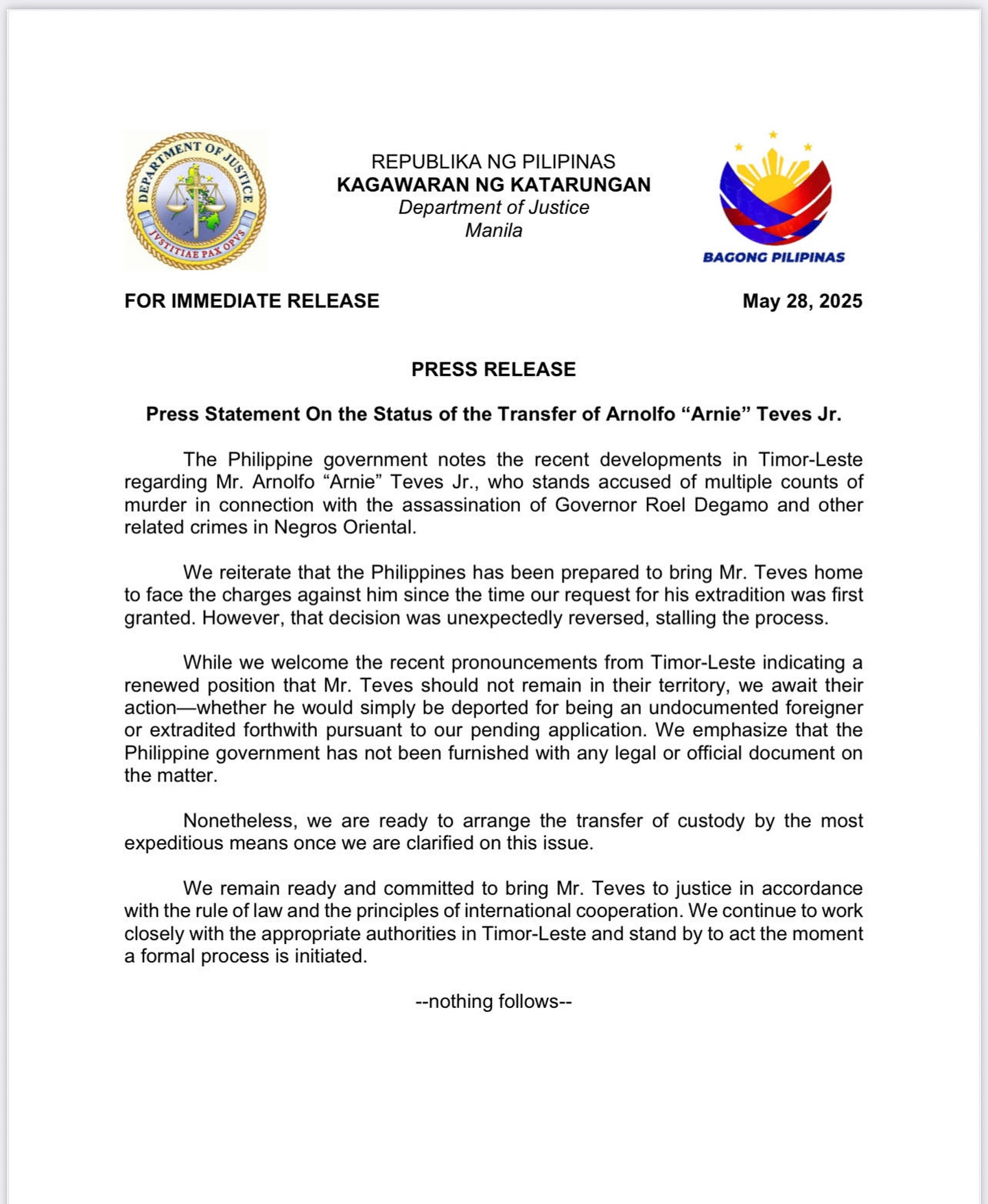 Image courtesy: Department of Justice - Philippines