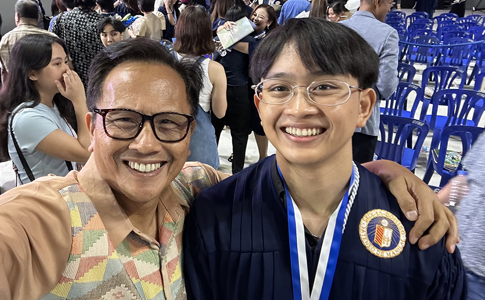 The author and his son, Alon, during the latter's graduation at Ateneo de Manila University.