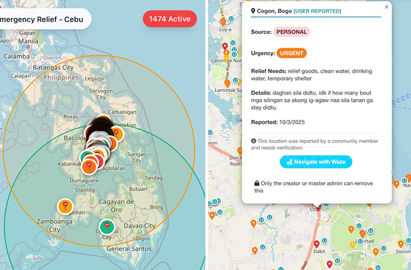 Images from Cebu Calamity Response Vercel App and Earthquake Relief Map Guide