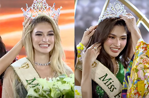 Miss Earth 2023 and Miss Earth Air 2023. Images from Miss Earth YT livestream.