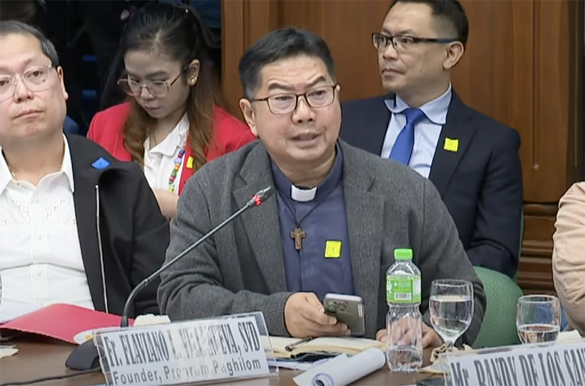Fr. Flavie Villanueva at the Senate Blue Ribbon Committee hearing on extrajudicial killings in 2024