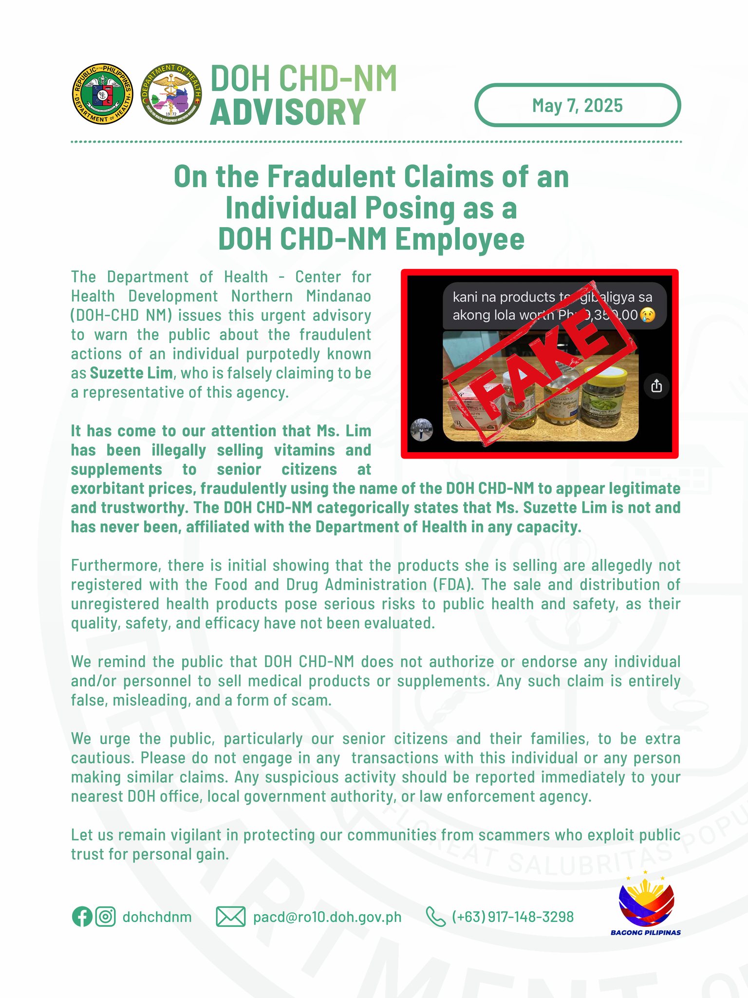 Courtesy: DOH-10/Facebook