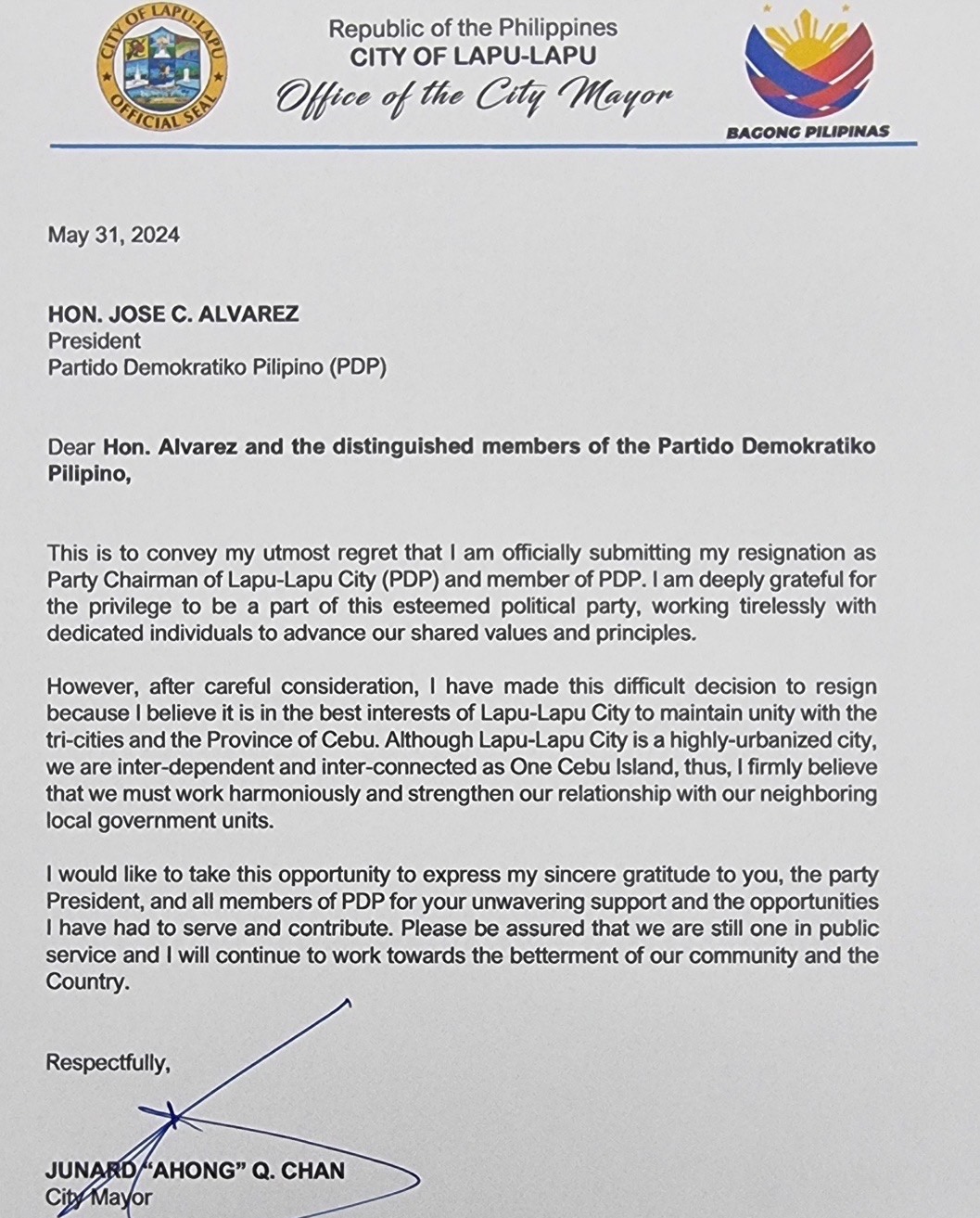 Image courtesy: Mayor Junard "Ahong" Chan/FB