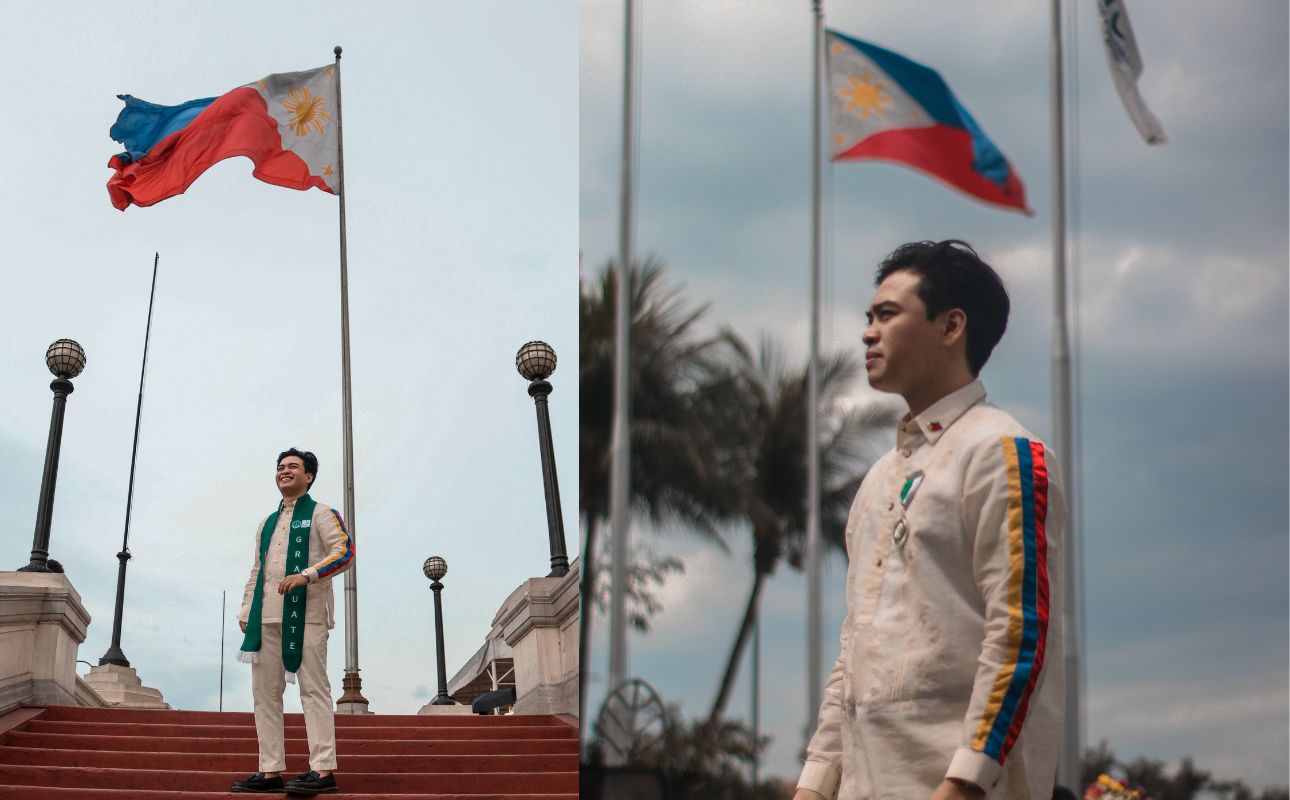 Nathan Borla in his national colors-embroidered Barong Tagalog | Photo: Nathan Borla