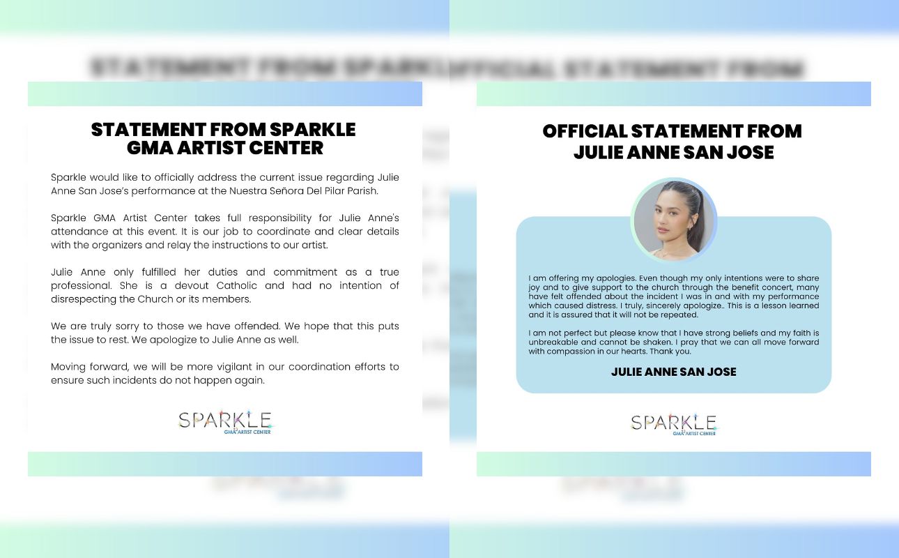 Respective official statements released by Sparkle and Julie Anne | Cards courtesy of Sparkle