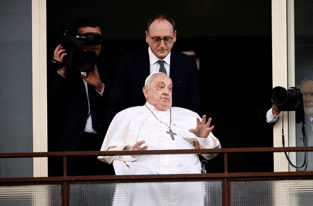 File photo of Pope Francis's first public appearance in five weeks on March 23, 2025. REUTERS/ Yara