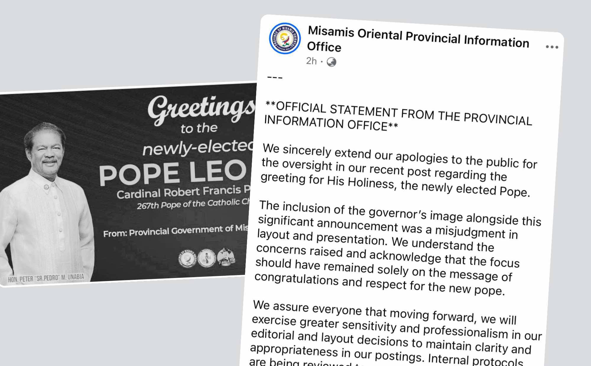 Image and statement from MisOr PIO Facebook. The card have since been deleted.