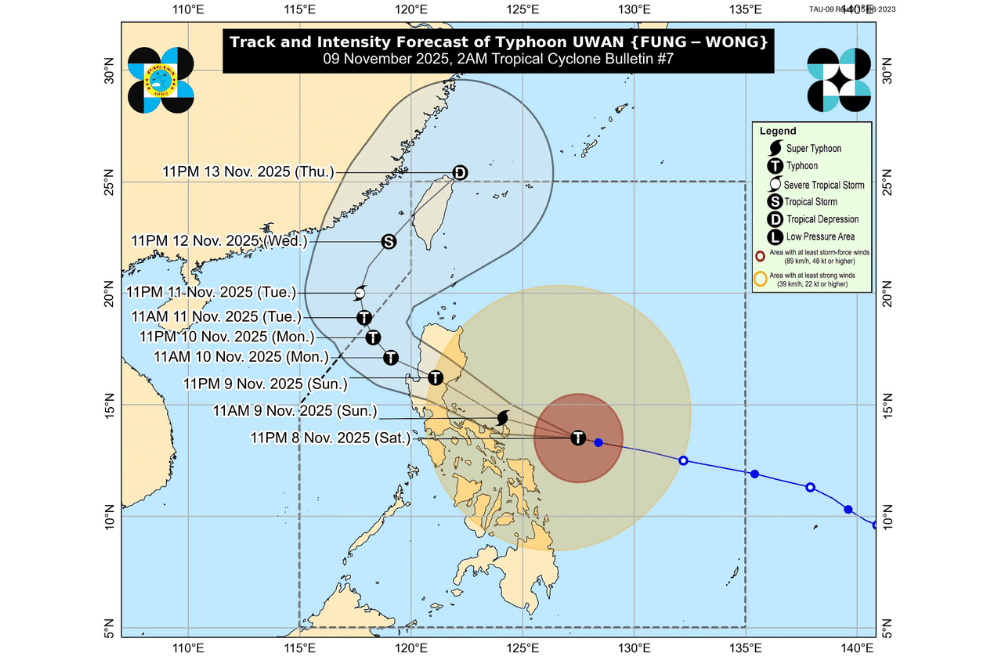 #UwanPH continues to intensify, Signal No. 4 up in four areas of Bicol
