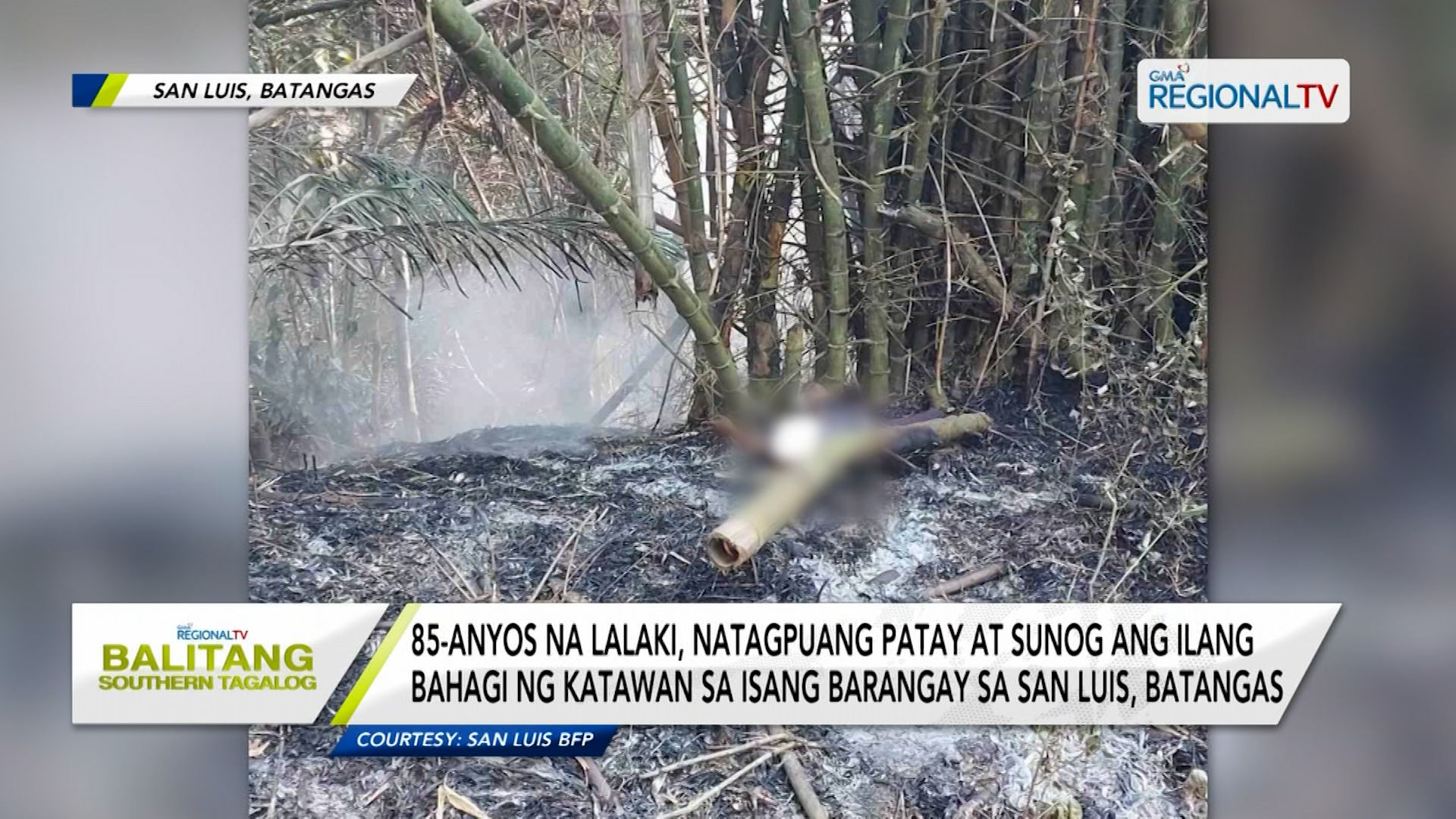 Anyos Na Lalaki Natagpuang Patay At Sunog Ang Ilang Bahagi Ng Katawan