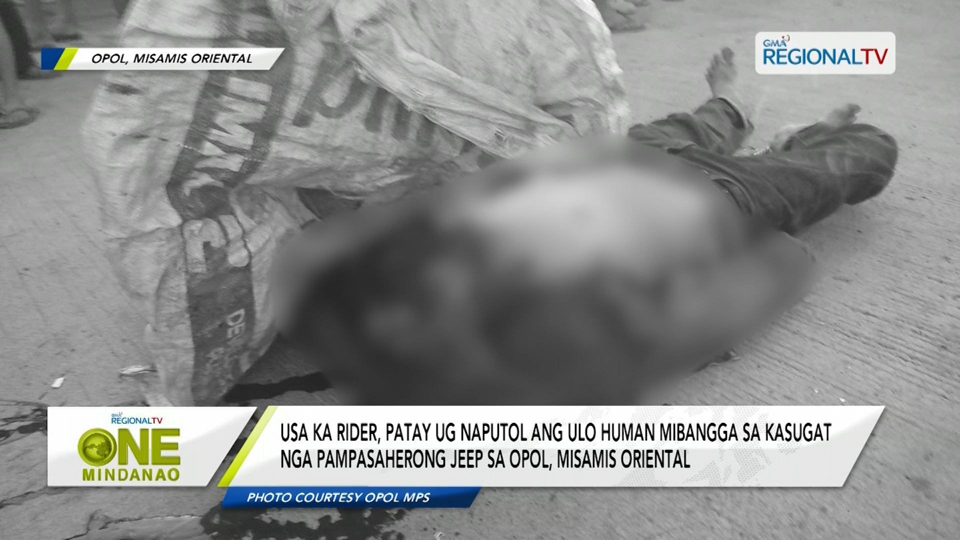 Rider,patay ug naputol ang ulo human mibangga sa kasugat nga pampasaherong jeep sa Opol