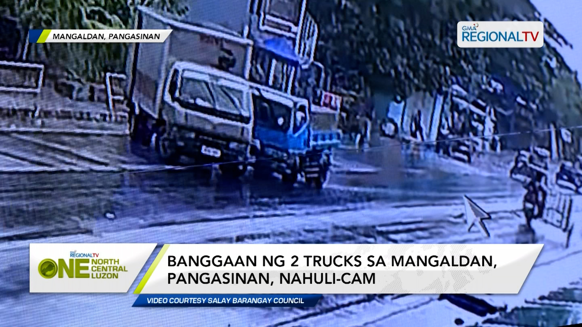 Banggaan ng 2 trucks sa Mangaldan, Pangasinan, nahuli-cam