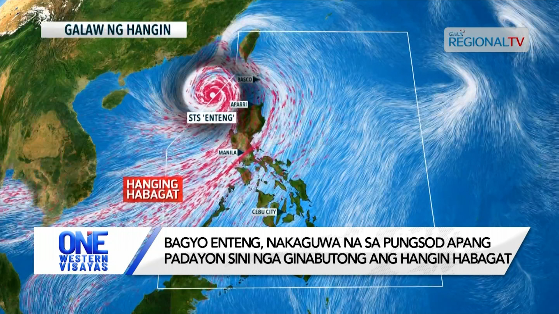 Bagyo Enteng, nakaguwa na sa PAR apang padayon  nga ginabutong ang habagat