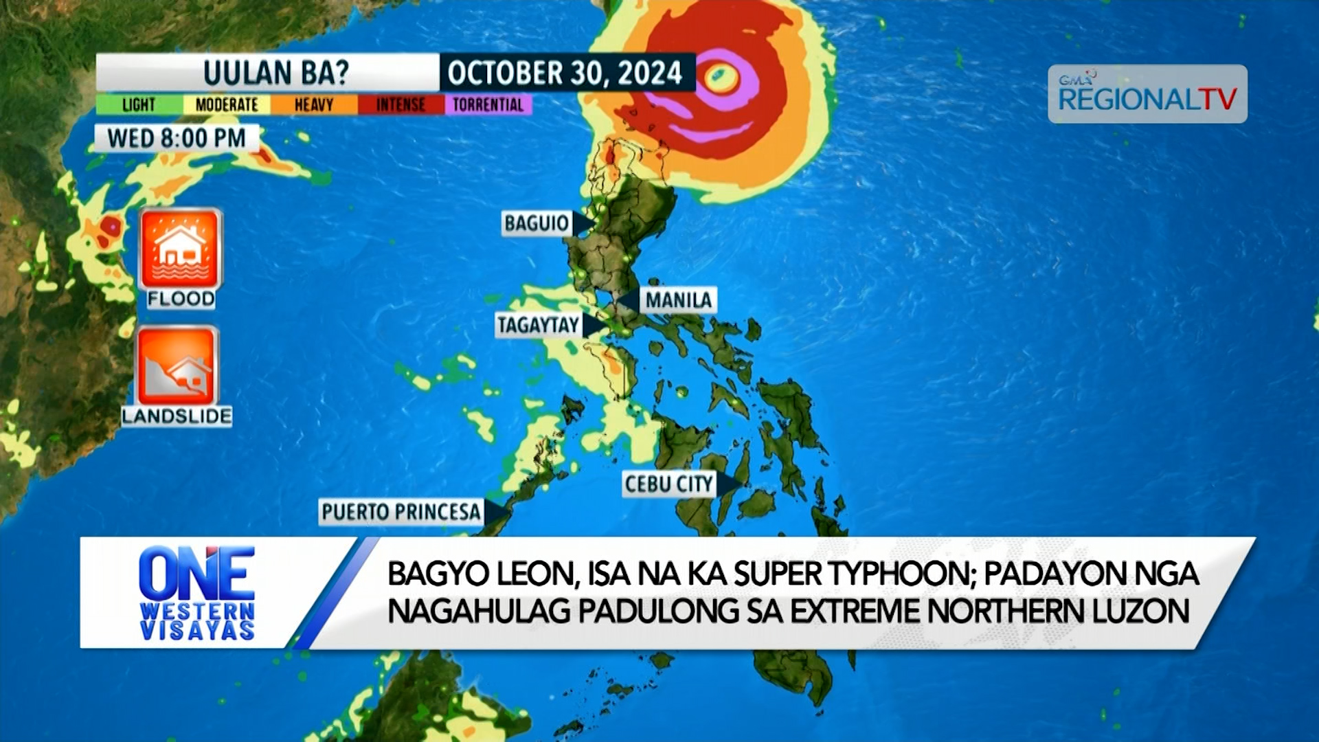 Bagyo Leon, isa na ka super typhoon; padulong na sa extreme northern Luzon