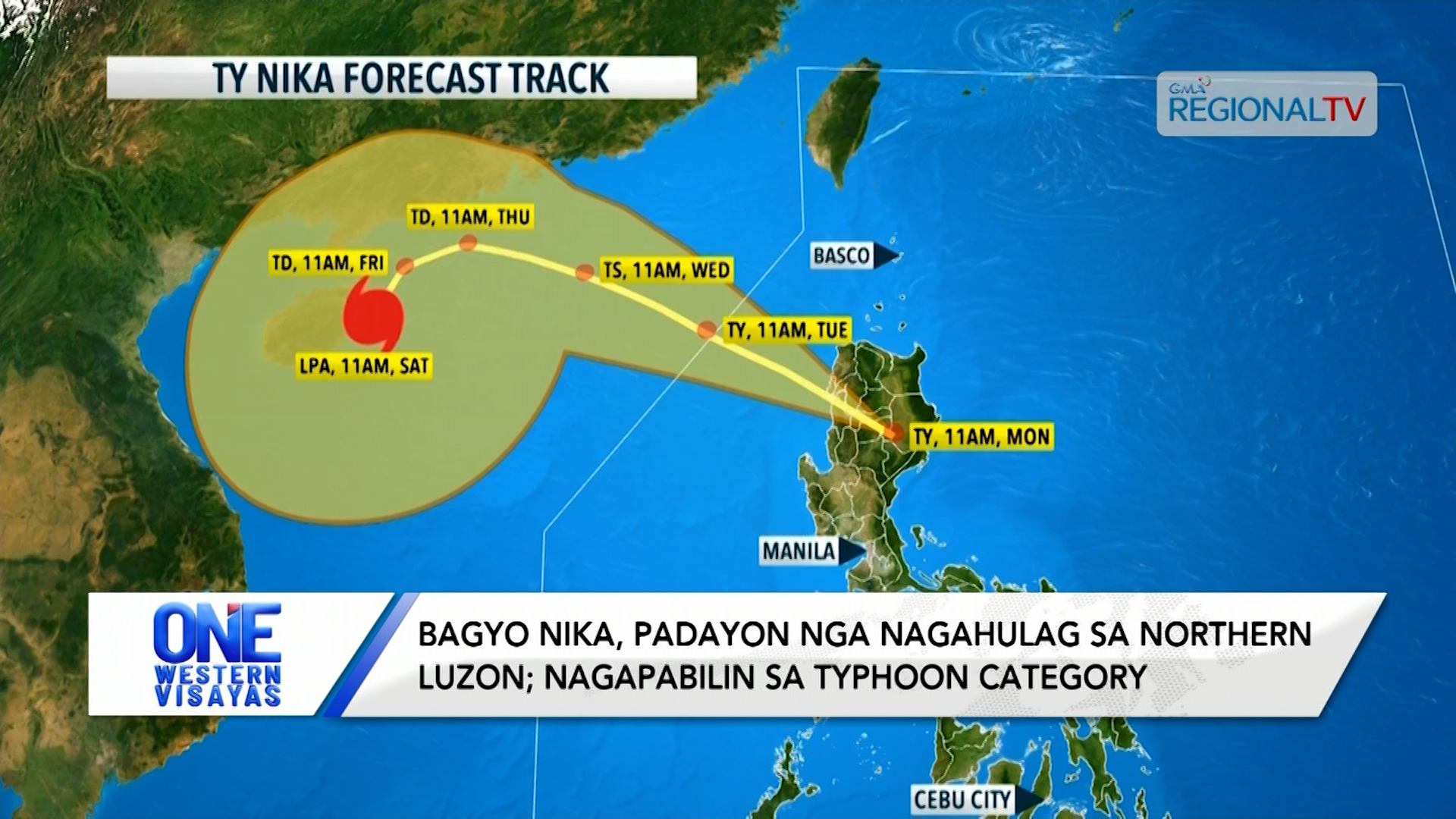 Bagyo Nika, nagahulag sa Northern Luzon; nagapabilin sa typhoon category