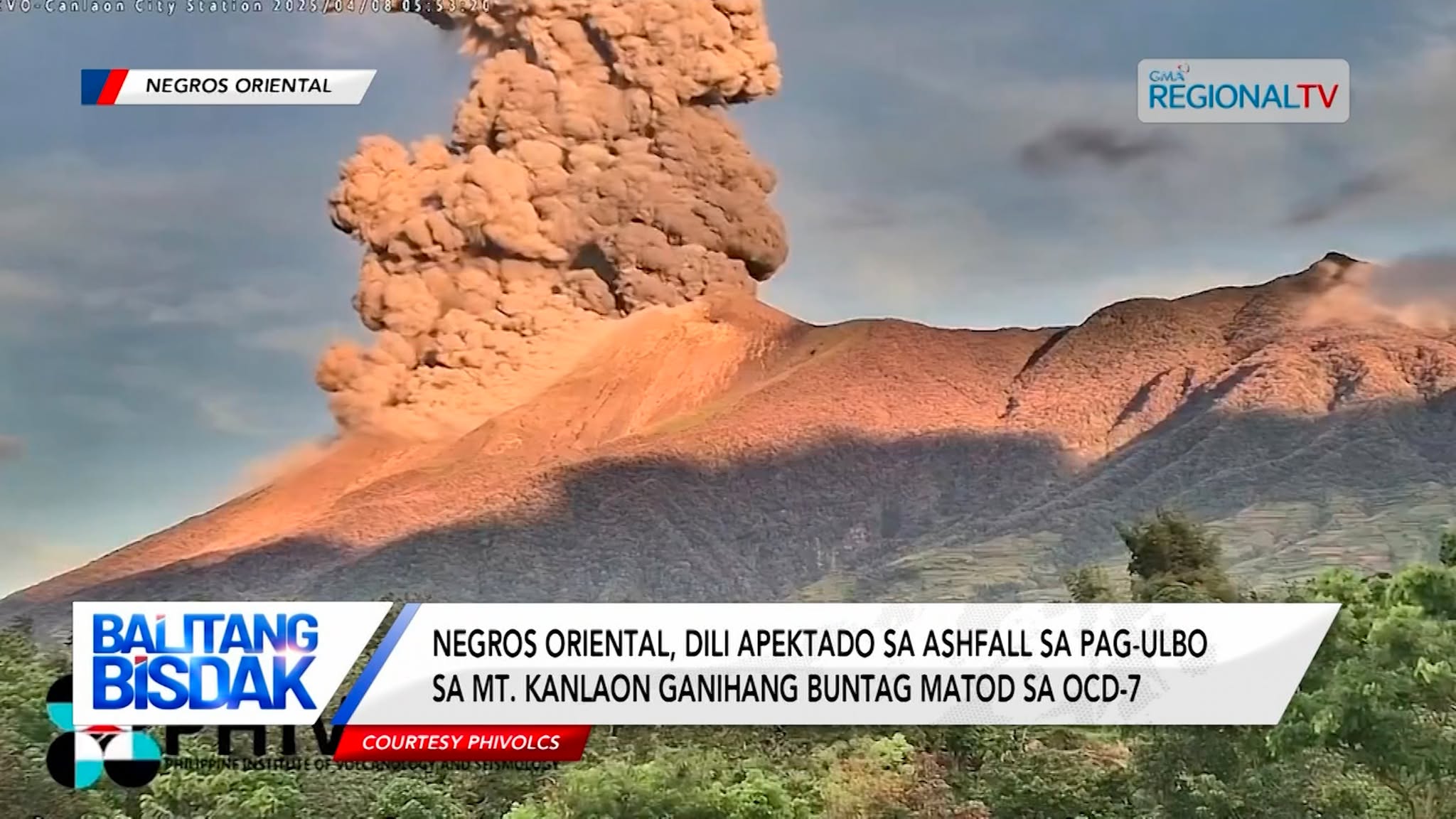 Negros Oriental, dili apektado sa ashfall sa pag-ulbo sa Mt. Kanlaon