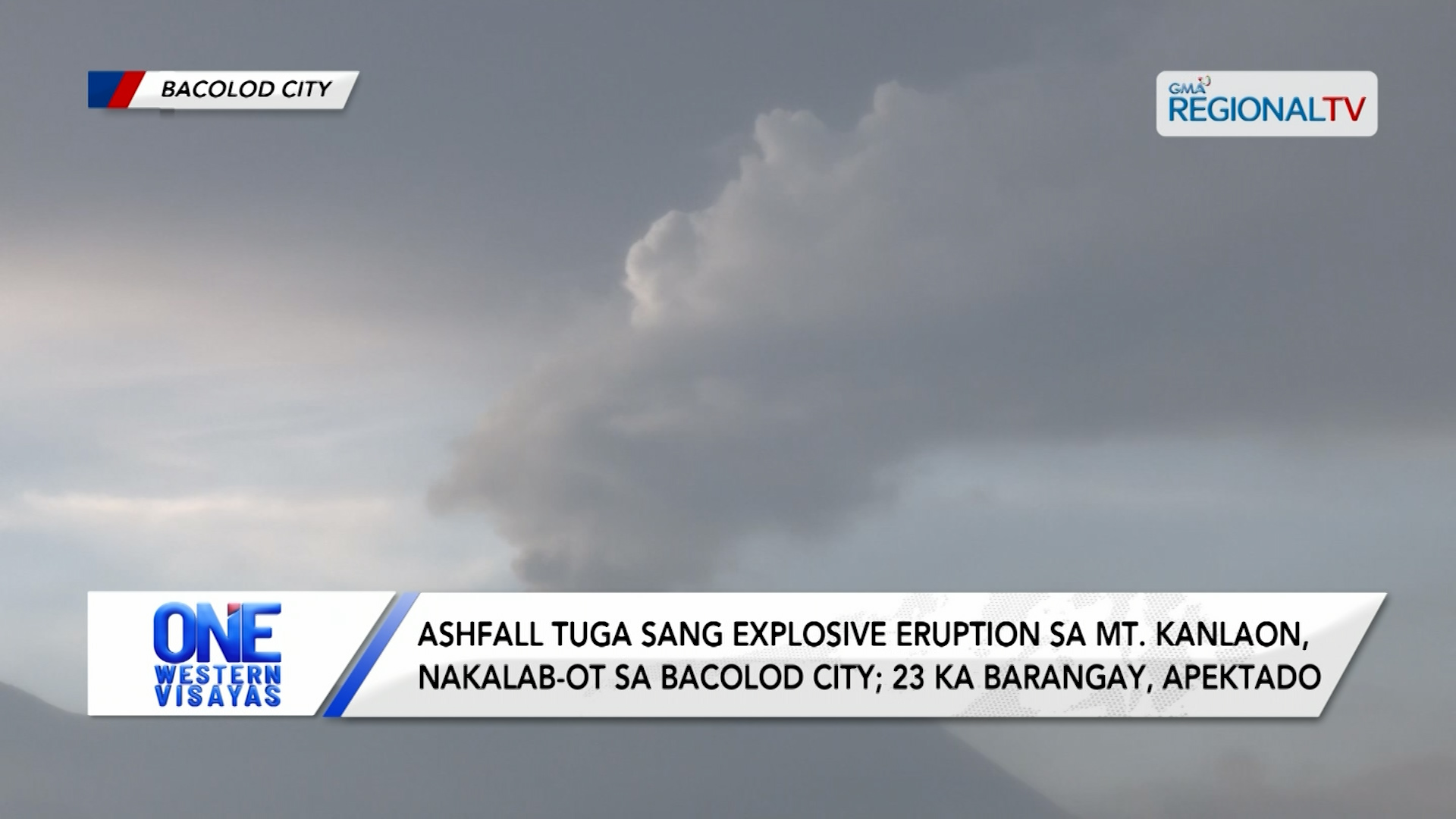 Ashfall tuga sang explosive eruption sa Mt. Kanlaon, nakalab-ot sa Bacolod City