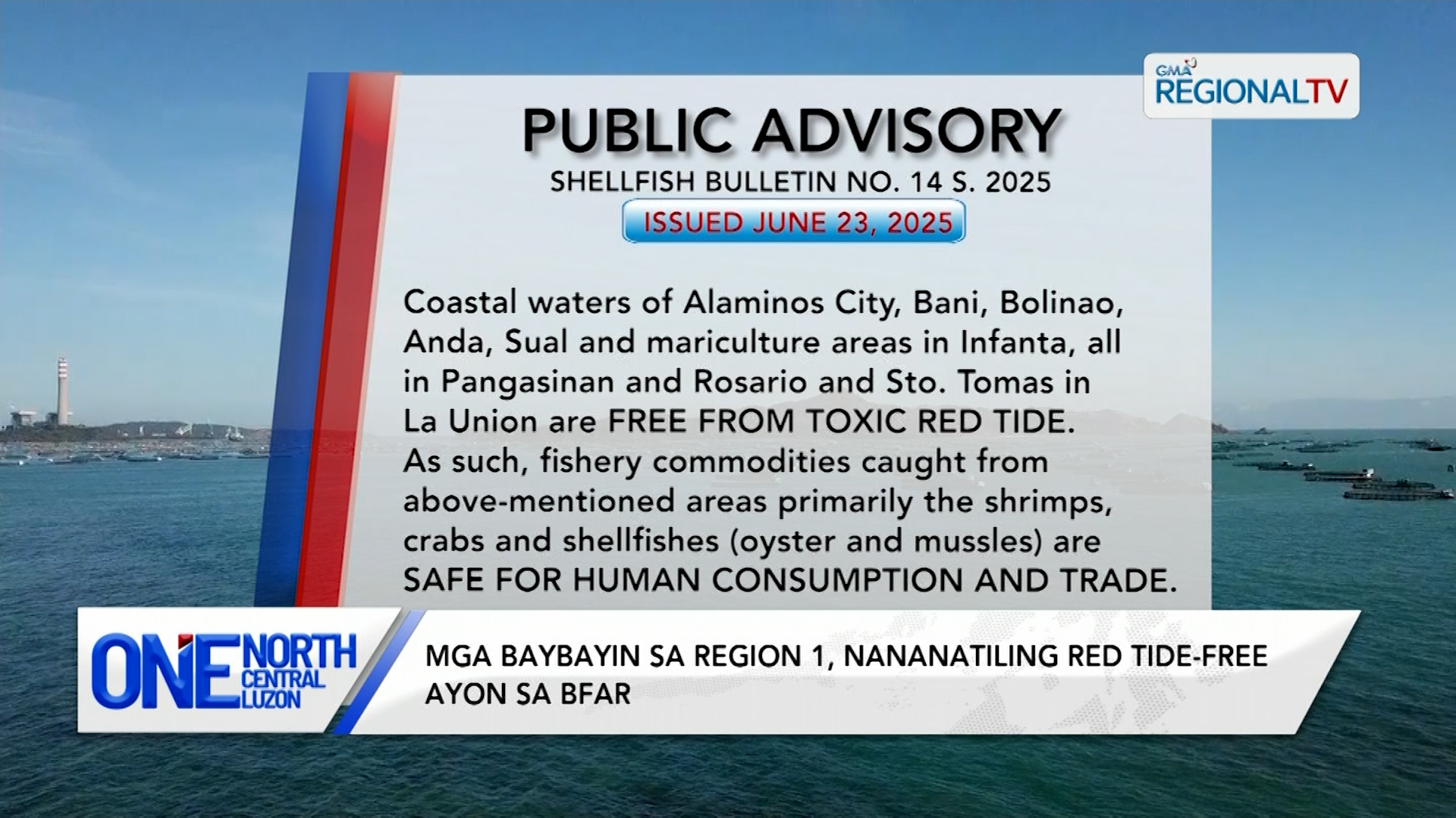 Mga baybayin sa Region 1, nananatiling red tide-free ayon sa BFAR