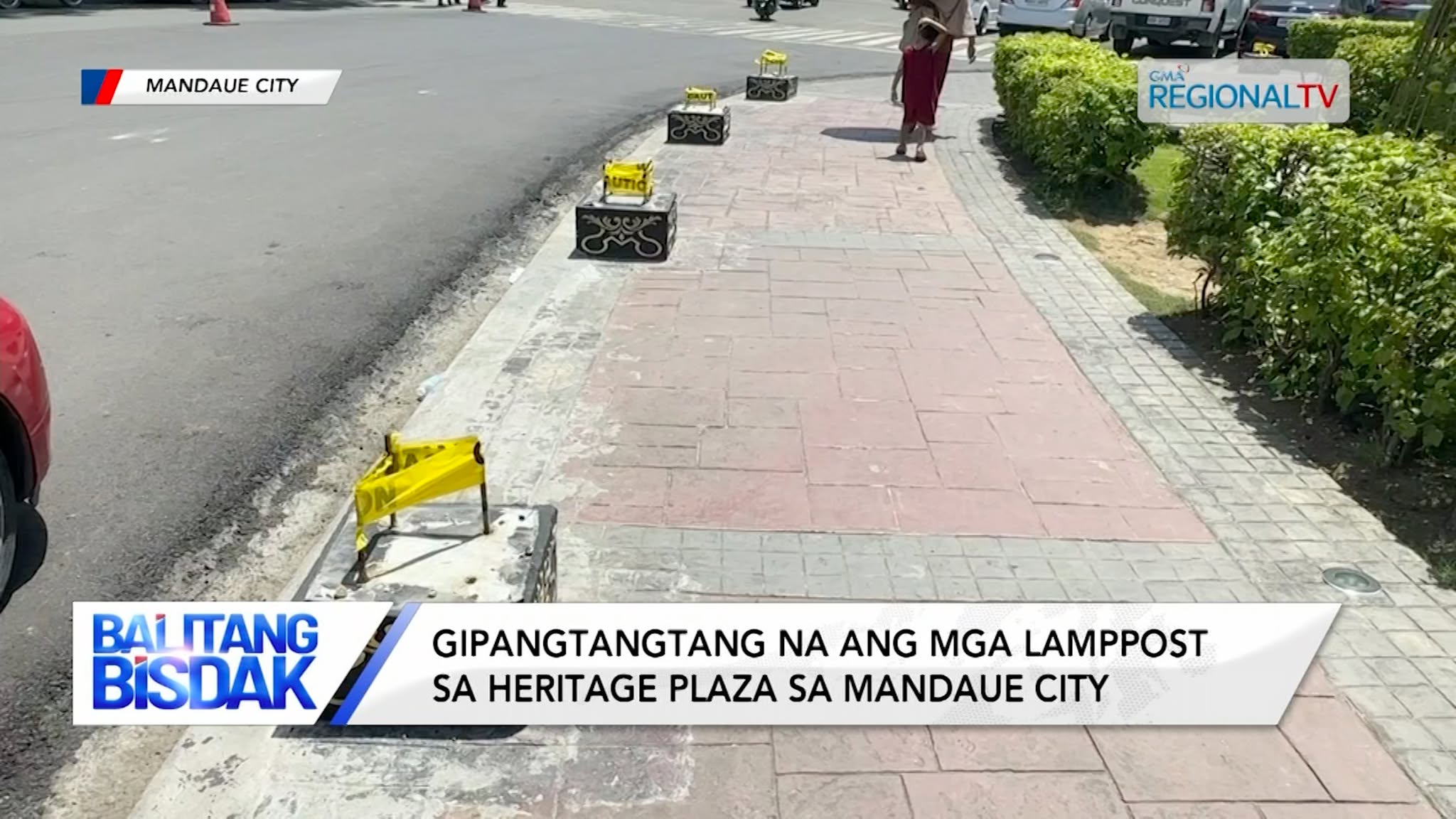 Gipangtangtang na ang mga lamppost sa Heritage Plaza sa Mandaue City
