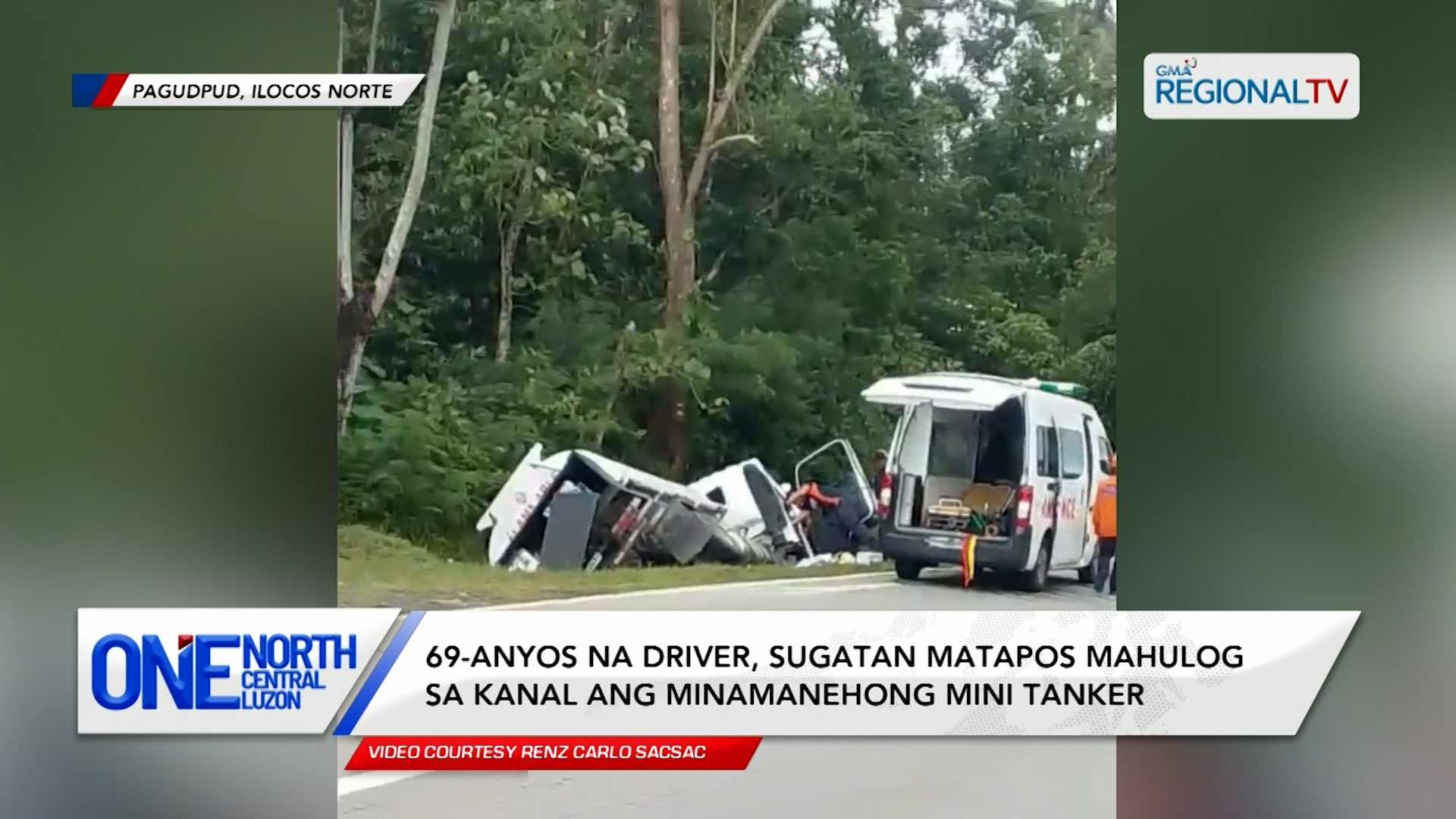 Driver, sugatan matapos mahulog sa kanal ang minamanehong mini tanker | One North Central Luzon