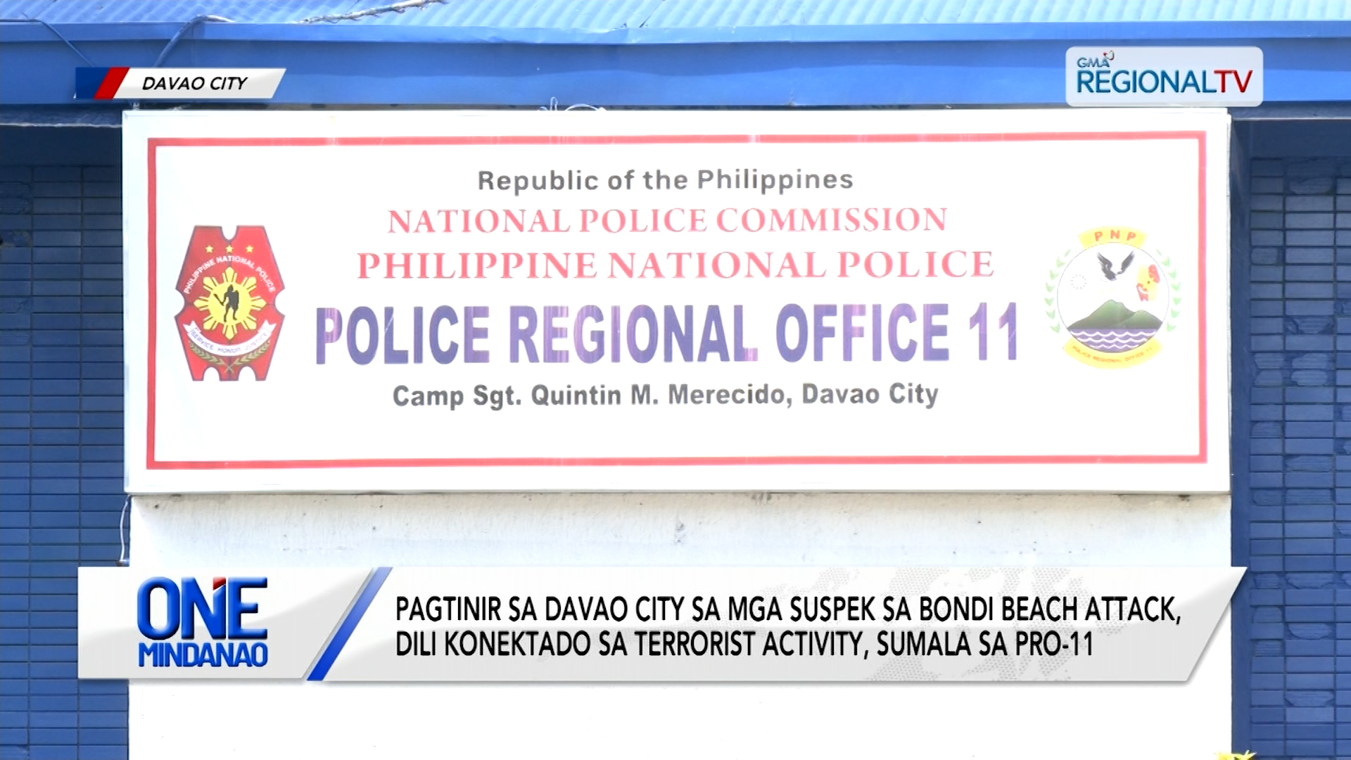 Pagtinir sa Davao City sa mga suspek sa Bondi Beach Attack, dili terrorist activity | One Mindanao