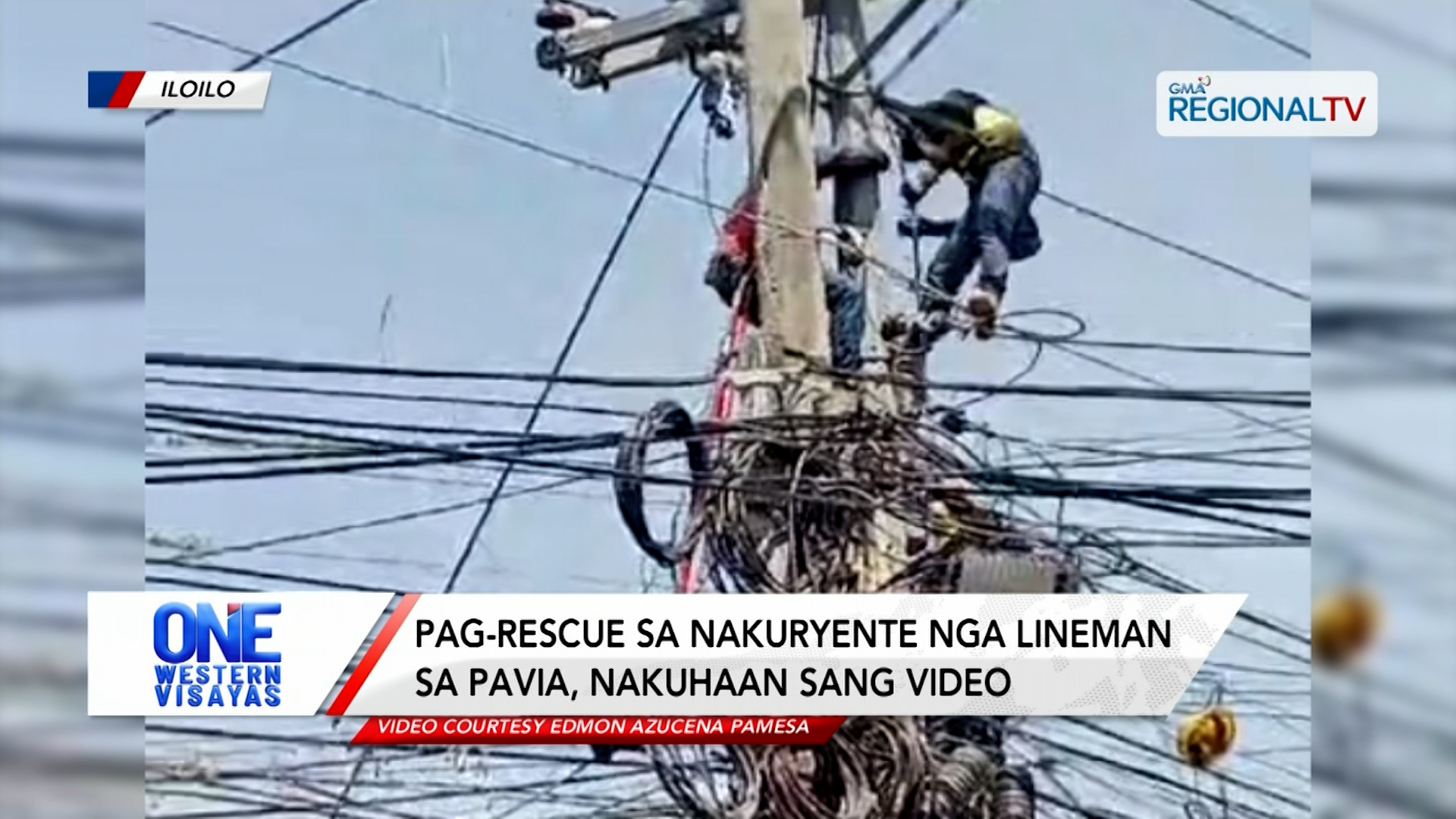 Pag-rescue sa nakuryente nga lineman sa Pavia, nakuhaan sang video | One Western Visayas