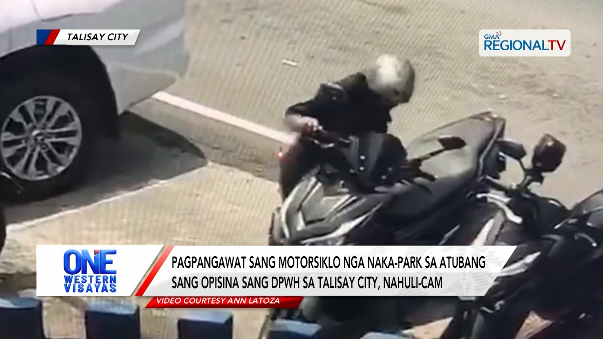 Pagpangawat sang motorsiklo nga naka-park sa atubang sang opisina sang DPWH | One Western Visayas