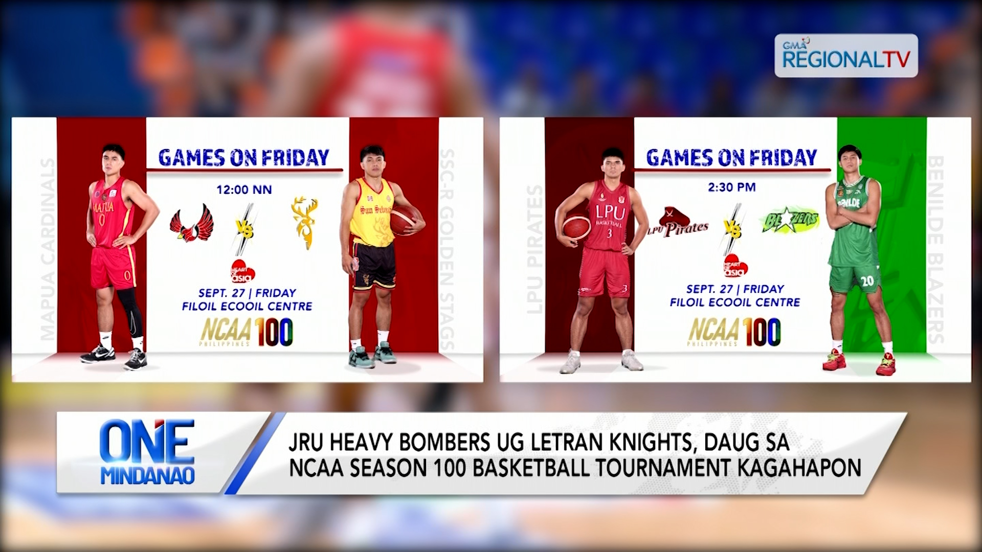 JRU Heavy Bombers ug Letran Knights, daug sa NCAA Season 100