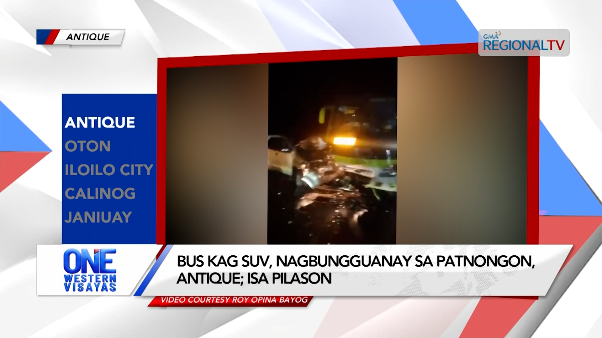 Bus kag SUV, nagbungguanay sa Patnongon, Antique; isa pilason