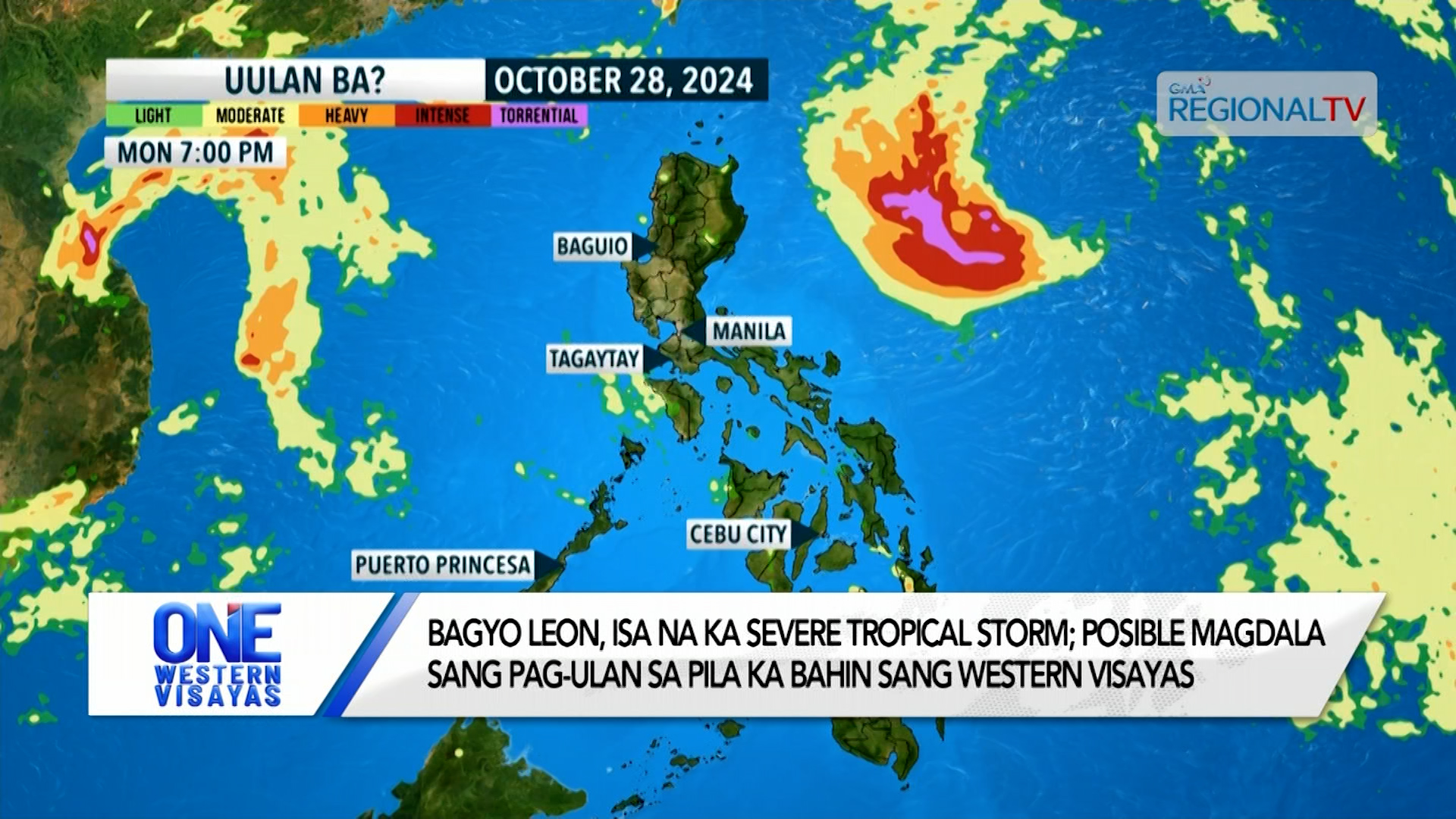 Bagyo Leon, isa na ka severe tropical storm; posible magdala sang pag-ulan