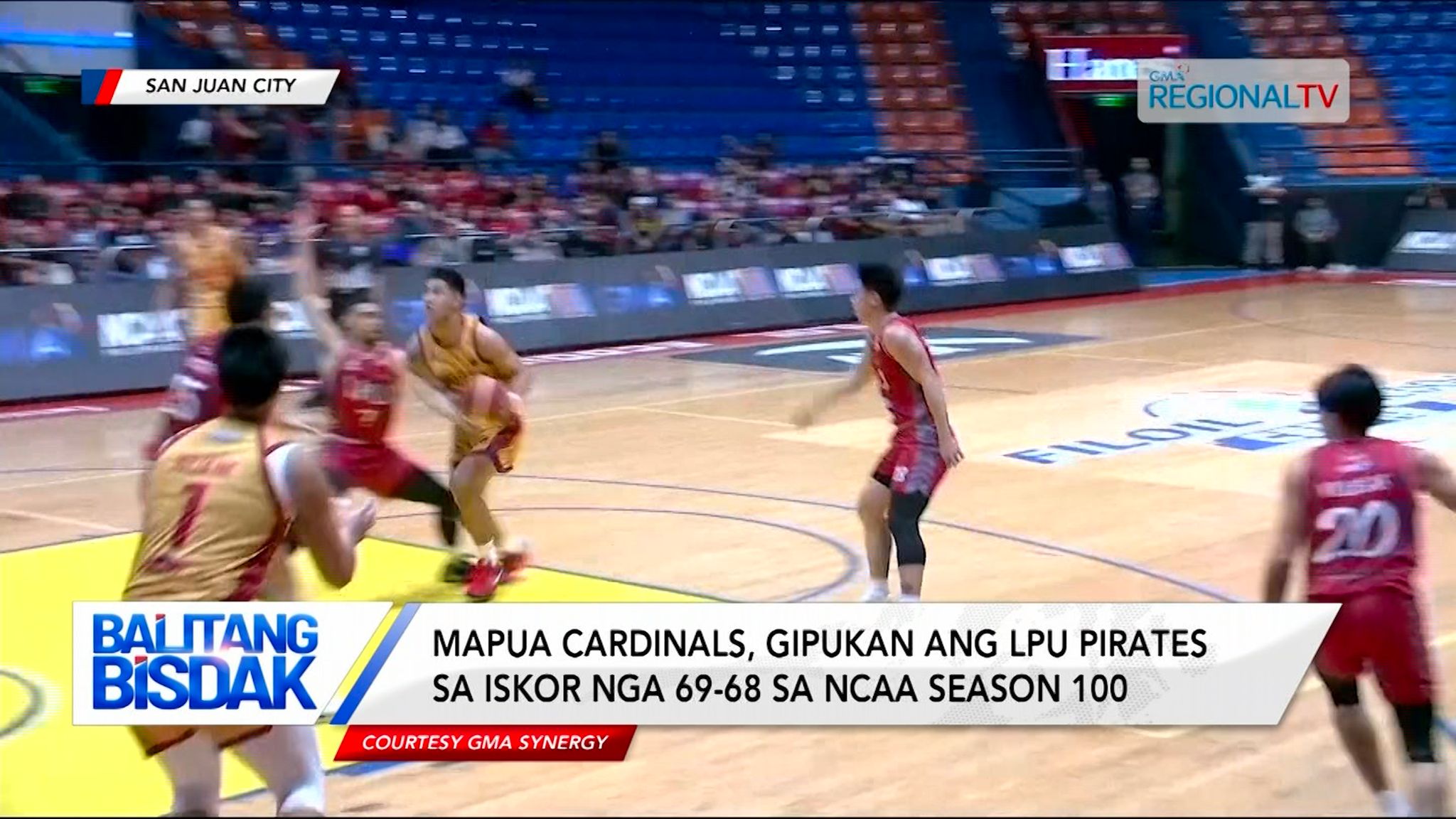 Mapua Cardinals, gipukan ang LPU Pirates sa iskor nga 69-68