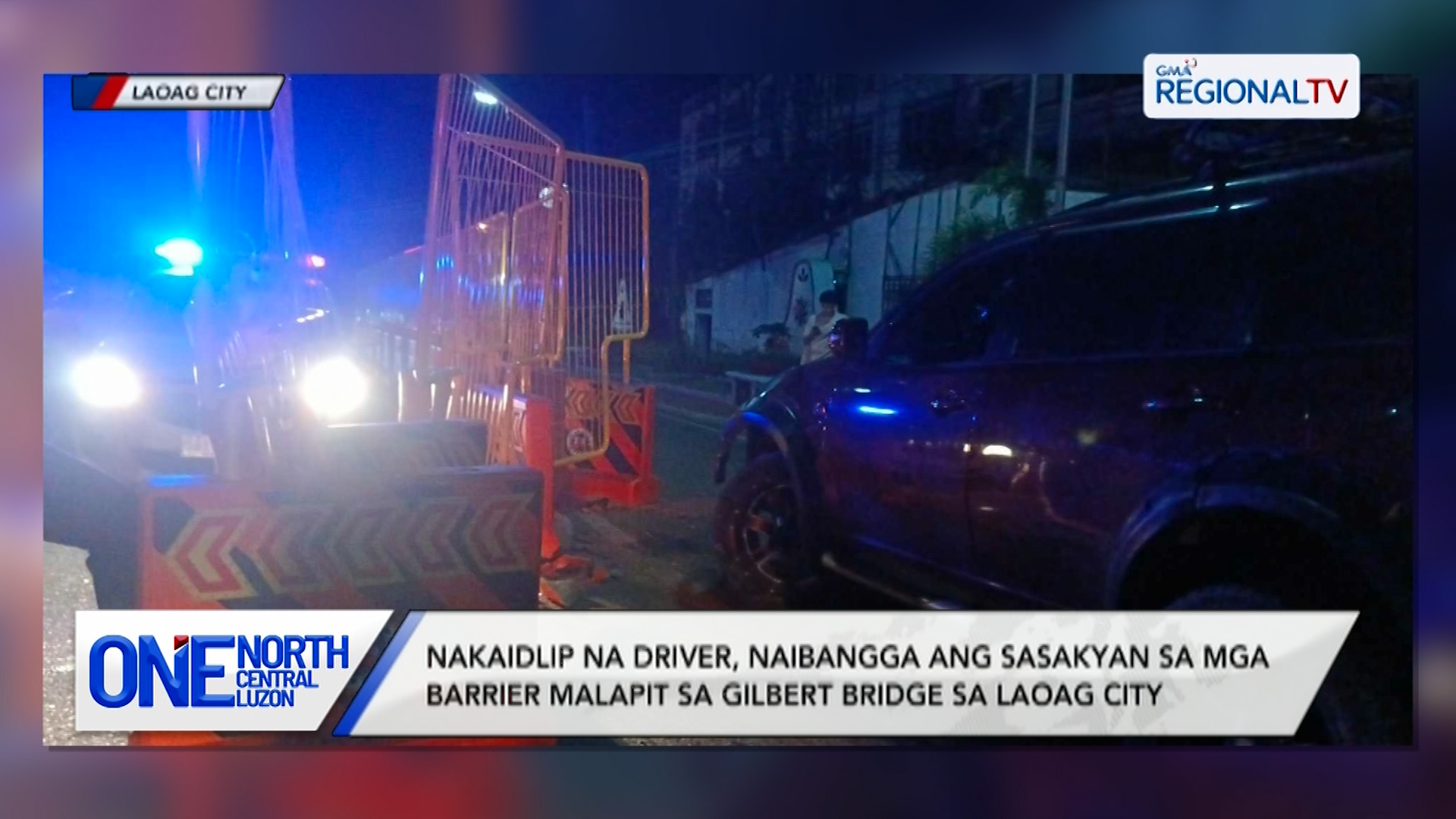 Nakaidlip na driver, naibangga ang sasakyan sa mga barrier