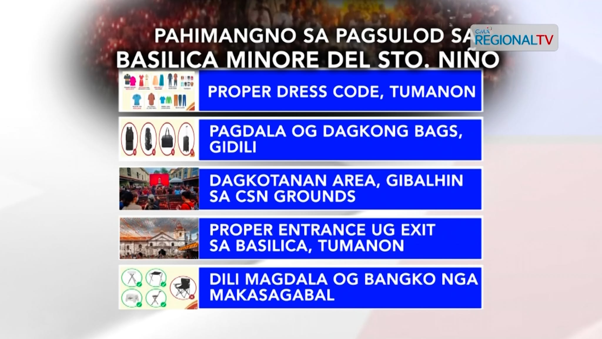 Mga ginadili sulod sa Basilica Minore del Sto. Niño