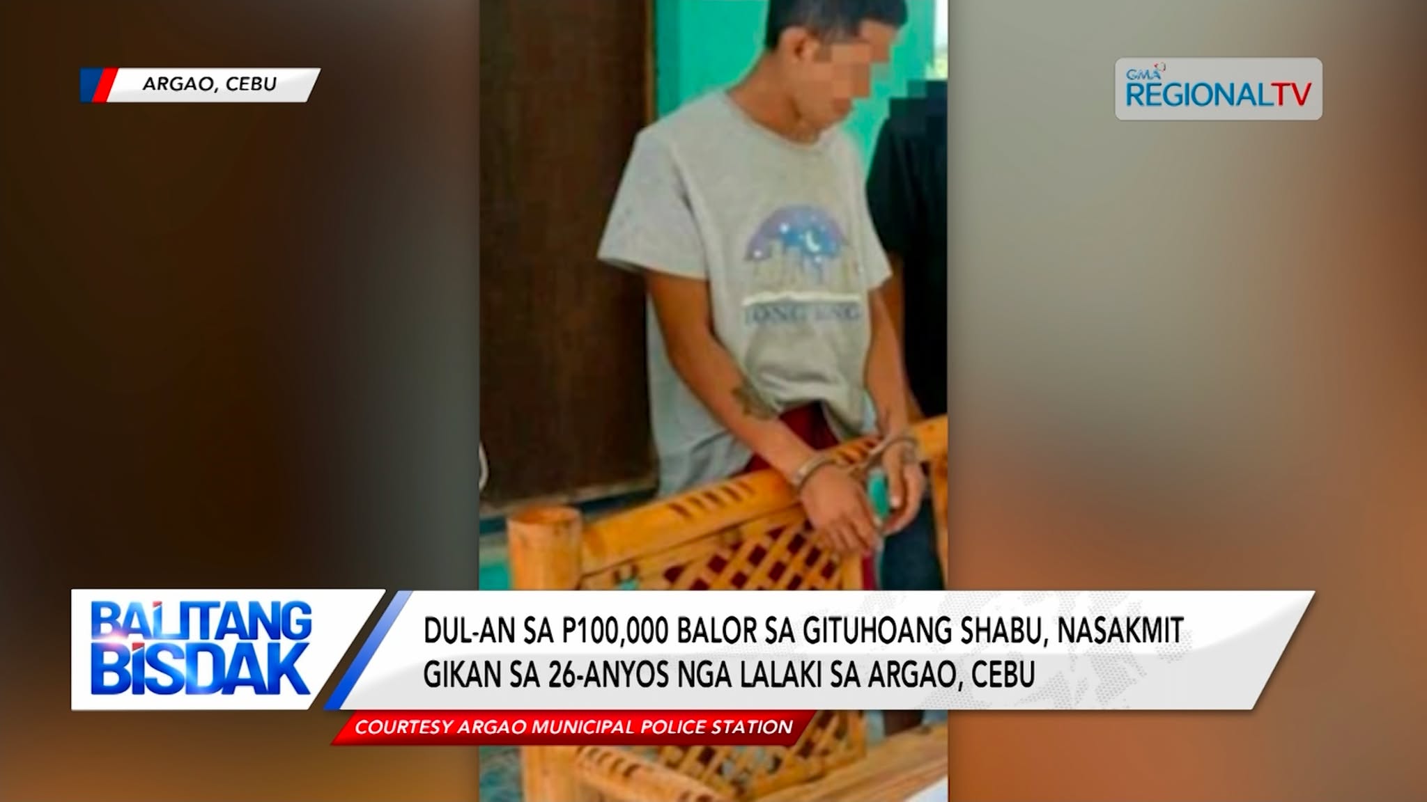 Dul-an P100K balor sa gituhoang shabu, nasakmit sa 1 ka lalaki sa Argao, Cebu