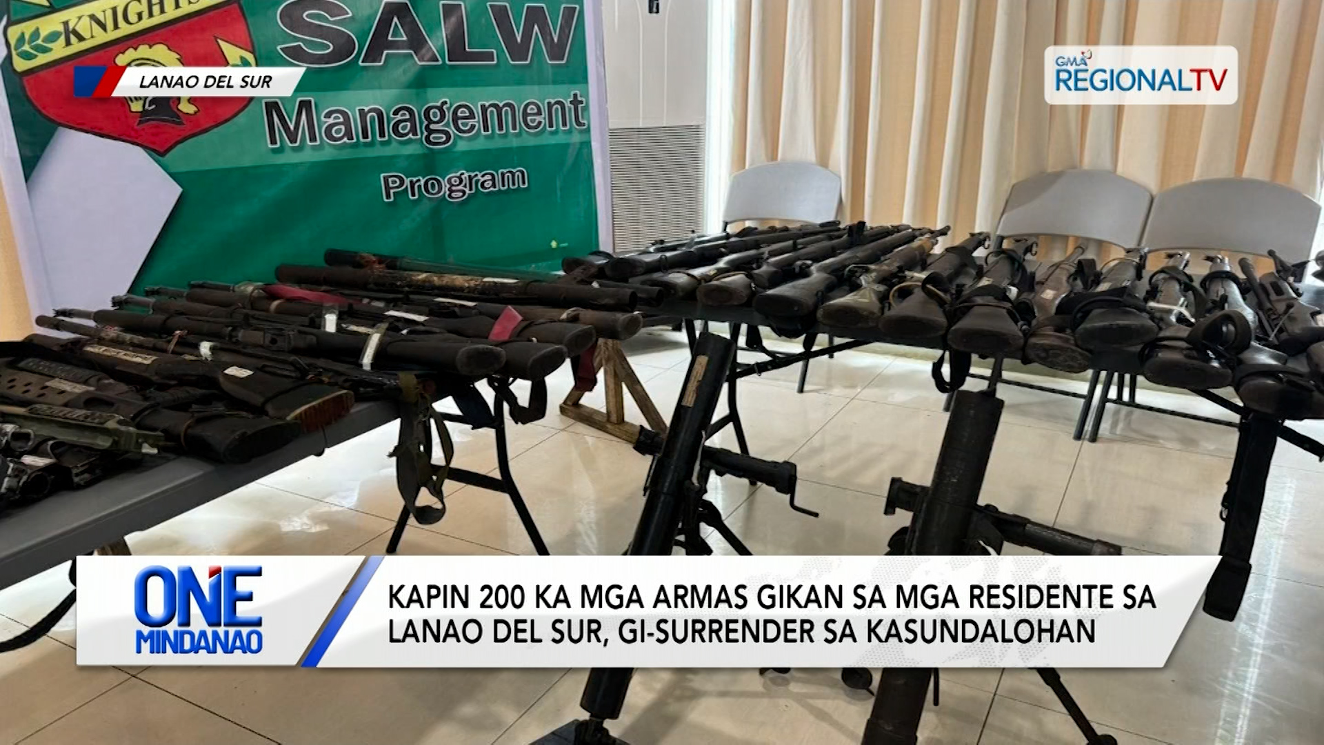 Kapin 200 ka mga armas gikan sa Lanao del Sur, gi-surrender sa kasundalohan