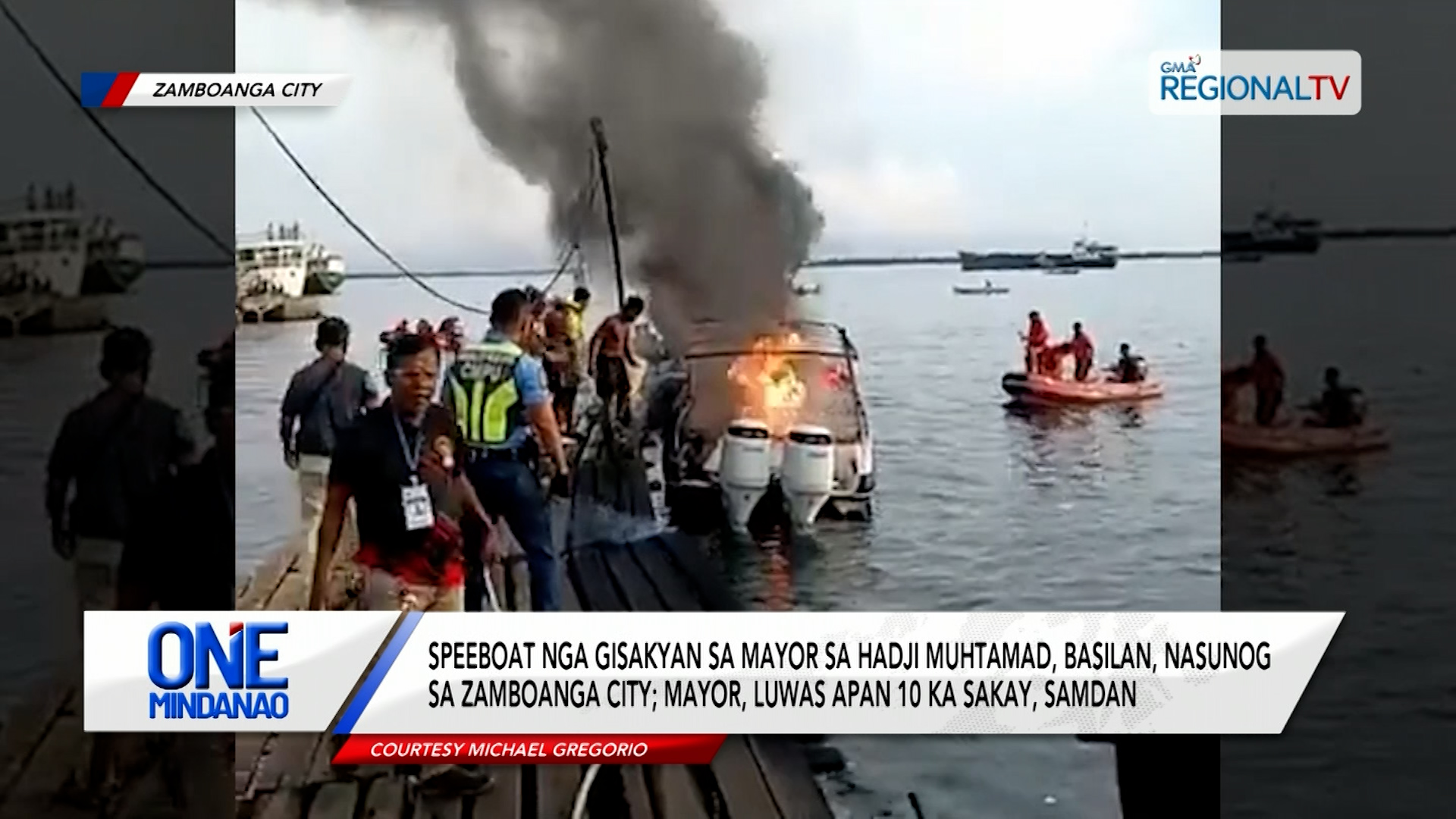 Speedboat nga gisakyan sa mayor sa Hadji Muhtamad, Basilan, nasunog
