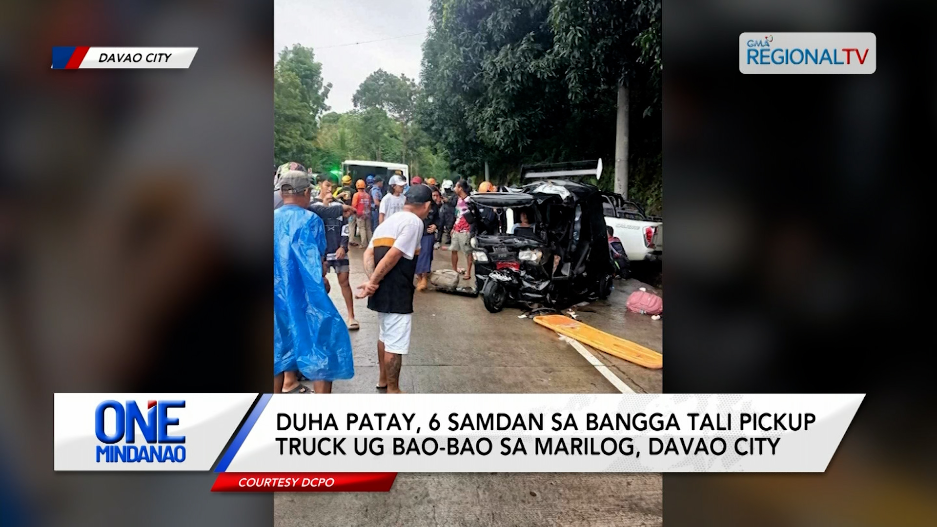 Duha patay, 6 samdan sa bangga tali pickup truck ug bao-bao sa Davao City