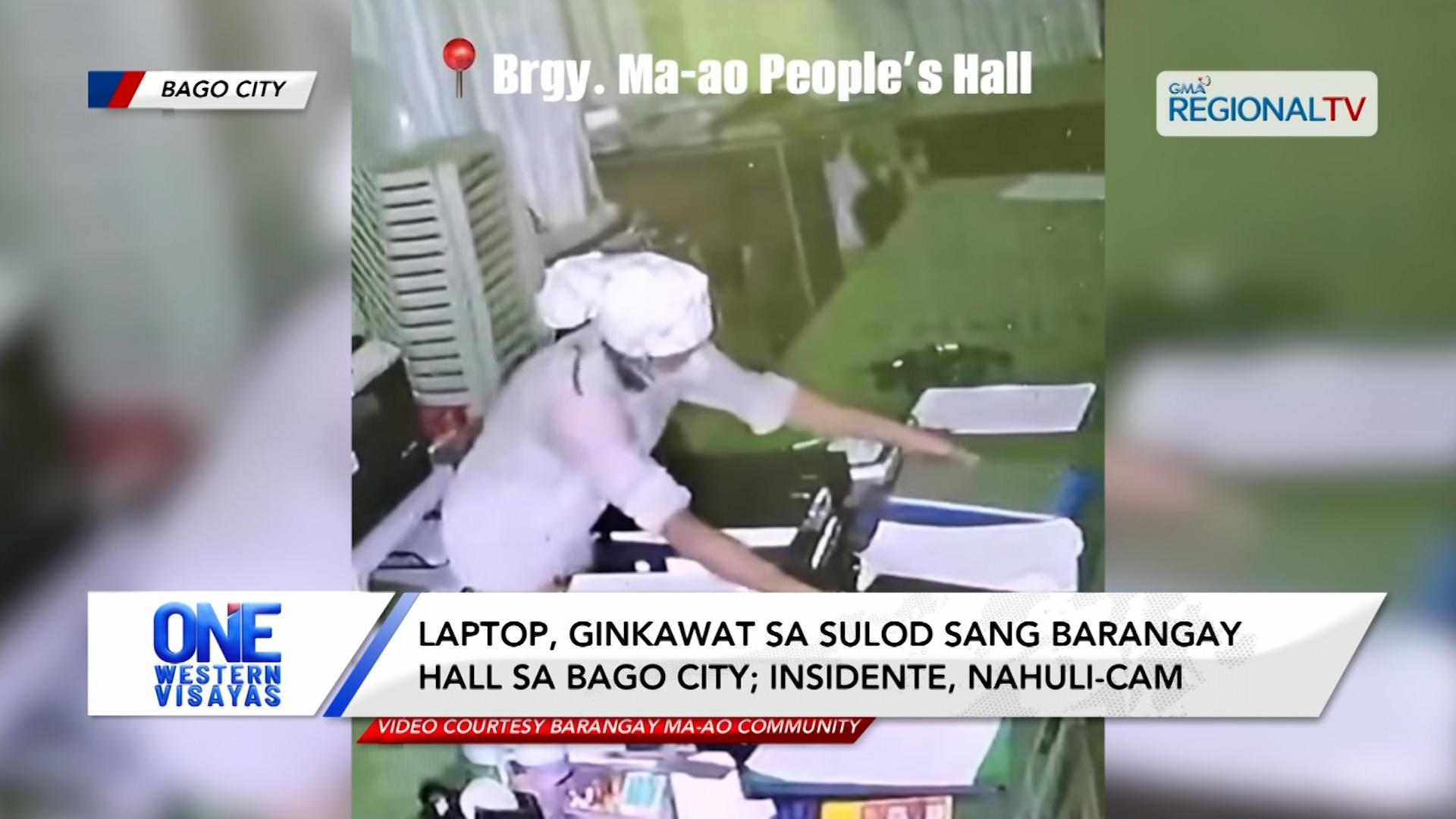 Laptop ginkawat sa sulod sang barangay hall sa Bago City; insidente, nahuli-cam