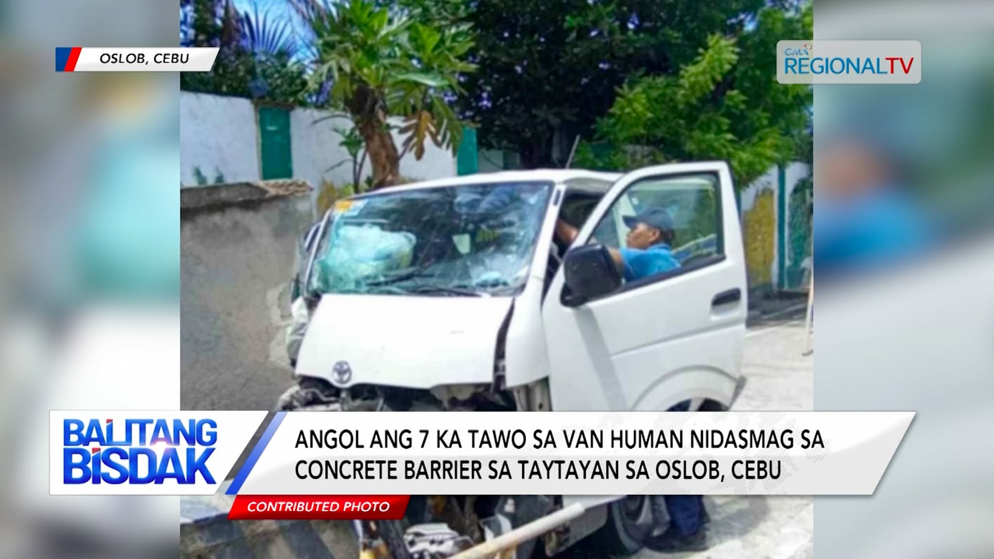 Angol ang 7 ka tawo human nidasmag ang van sa taytayan sa Oslob, Cebu