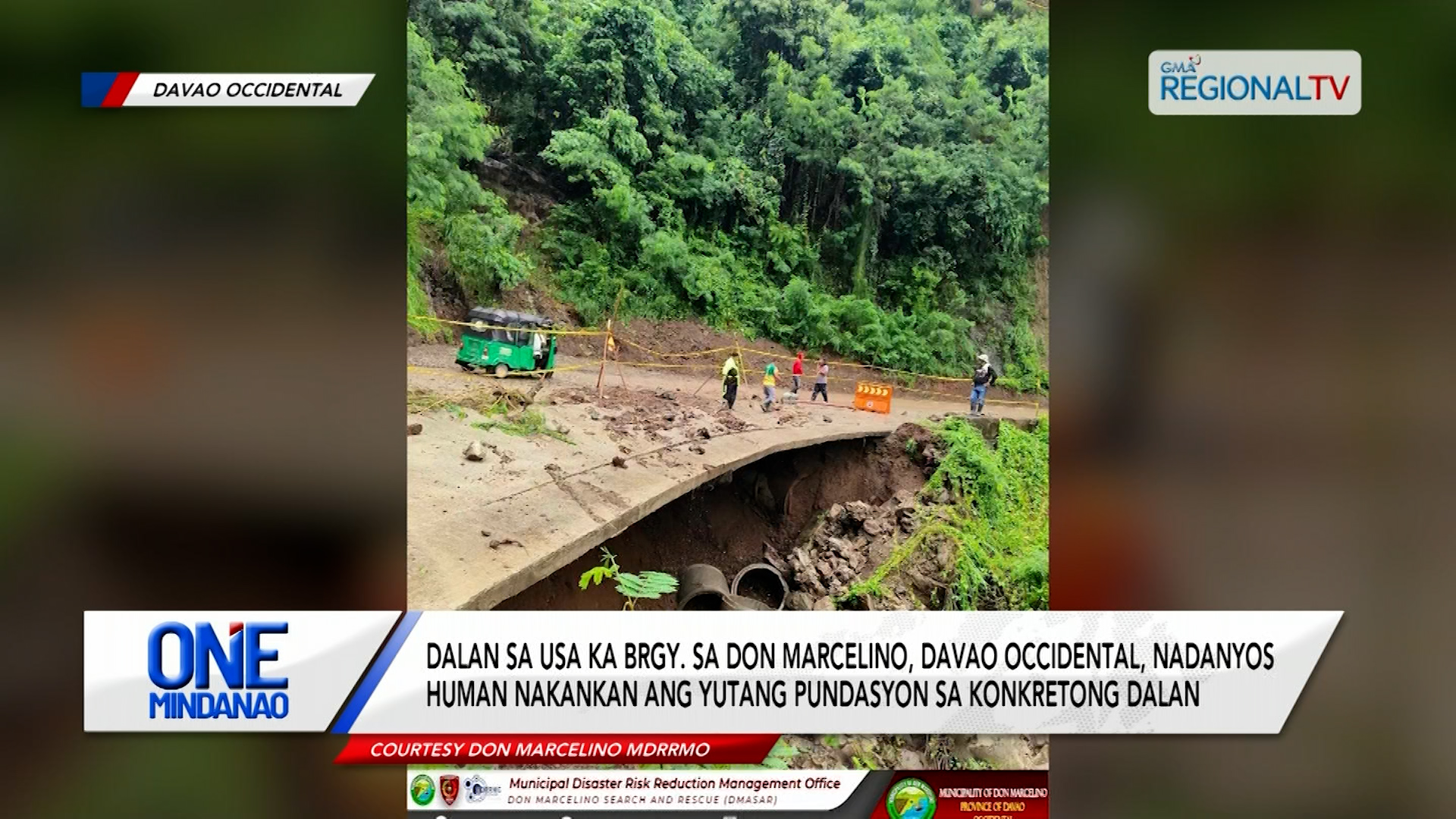 Dalan sa usa ka brgy. sa Don Marcelino, Davao Occidental, nadanyos