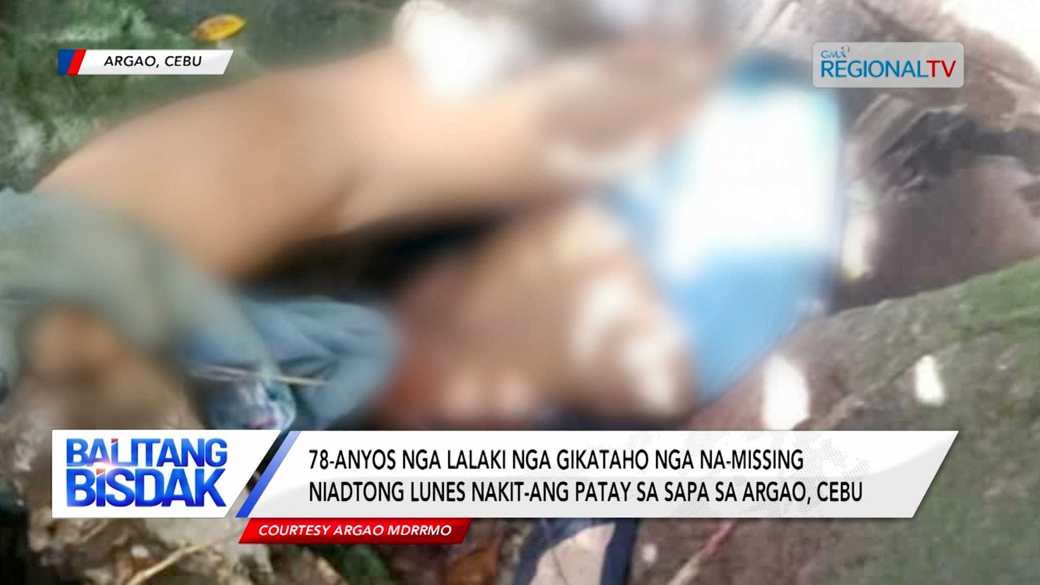 78-anyos nga lalaki, nakit-ang wala na’y kinabuhi sa sapa sa Argao, Cebu