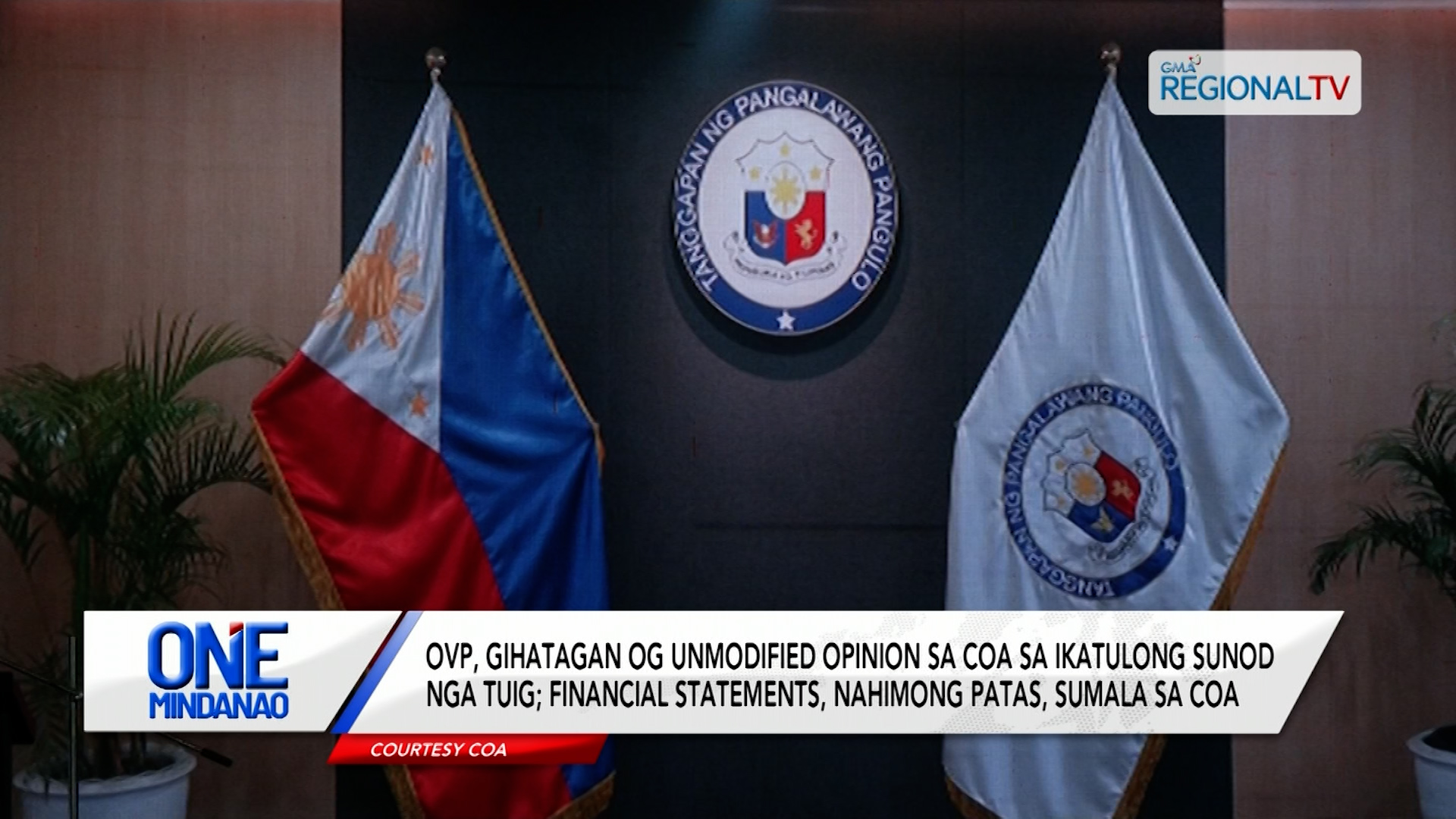 OVP, gihatagan og unmodified opinion sa COA sa ikatulong sunod nga tuig