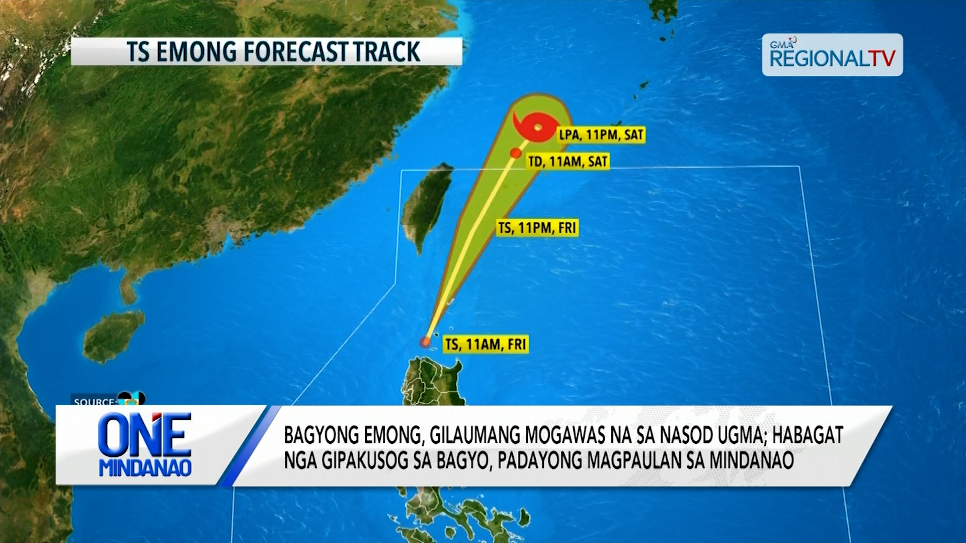 Bagyong Emong, gilaumang mogawas na sa nasod ugma, July 26 | One Mindanao
