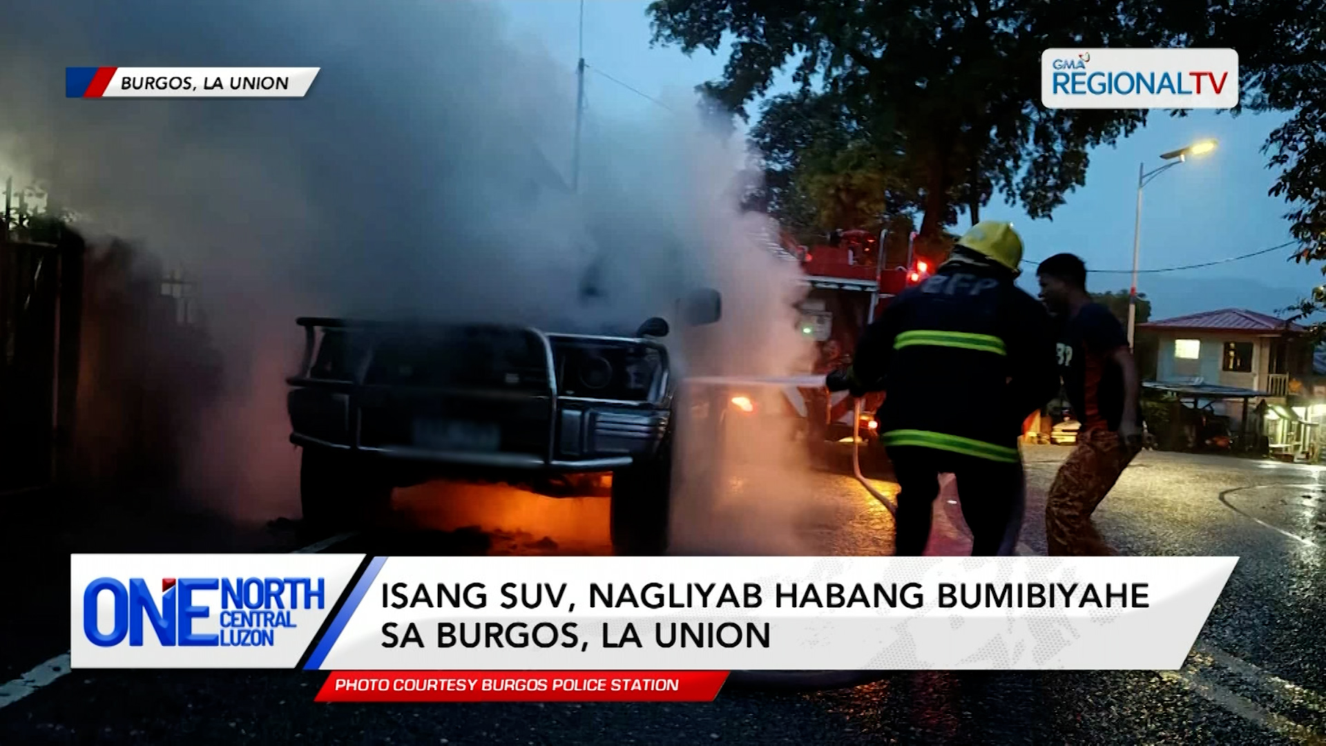 Isang SUV, nagliyab habang bumibiyahe sa Burgos, La Union | One North Central Luzon