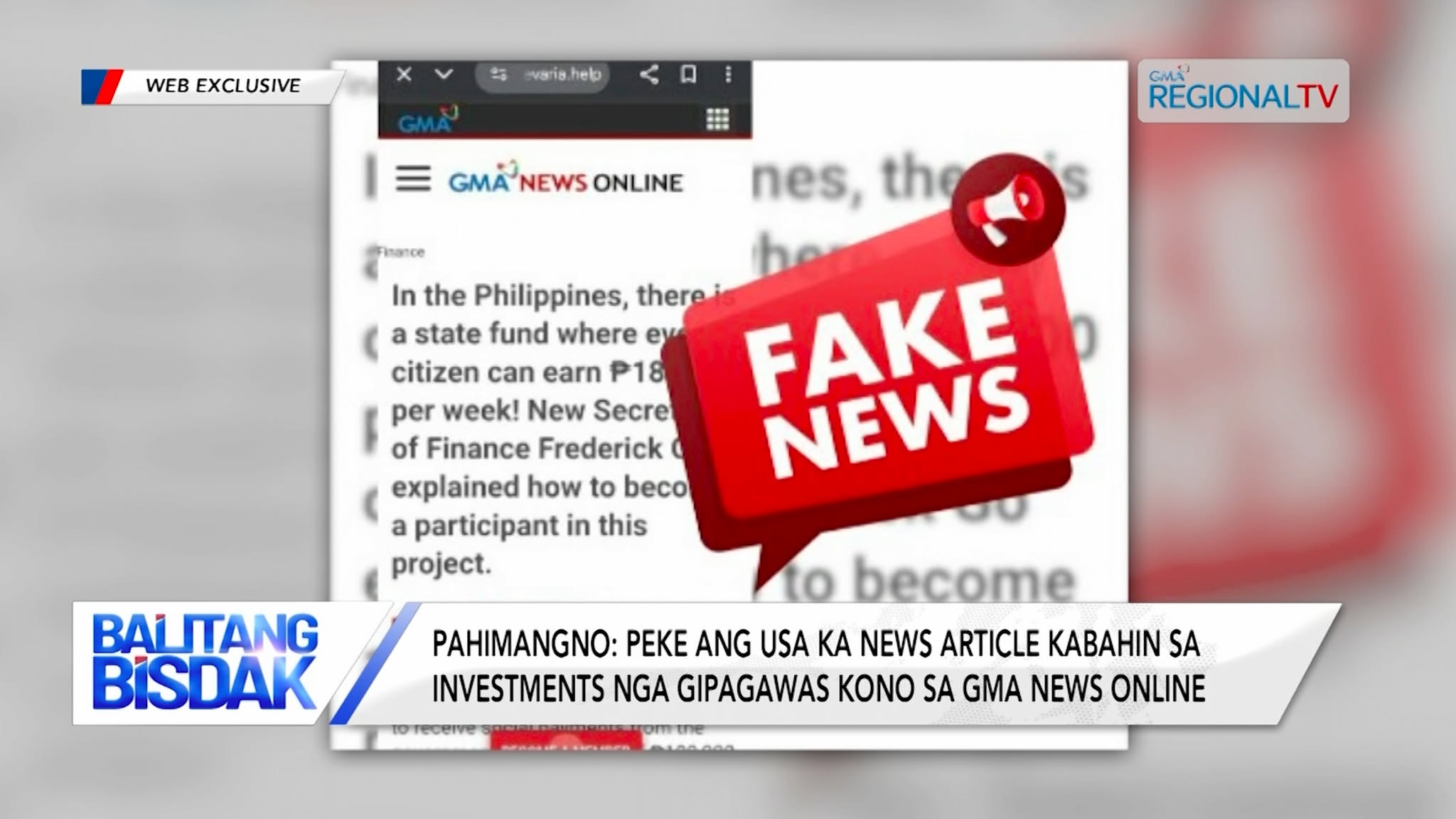 Usa ka News Article Kabahin sa Investments, Gihulagway nga Peke | Balitang Bisdak