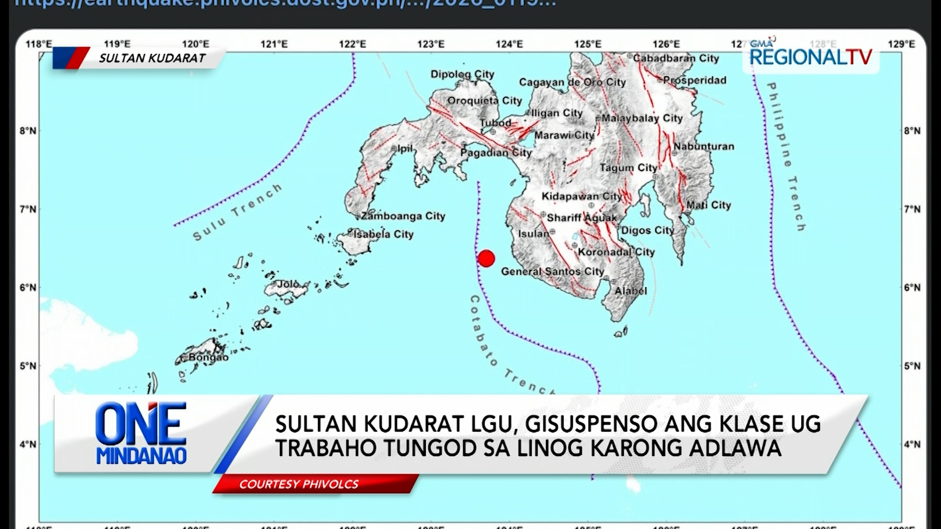 Magnitude 5.2 nga linog mitay-og sa Kalamansig, Sultan Kudarat; | One Mindanao