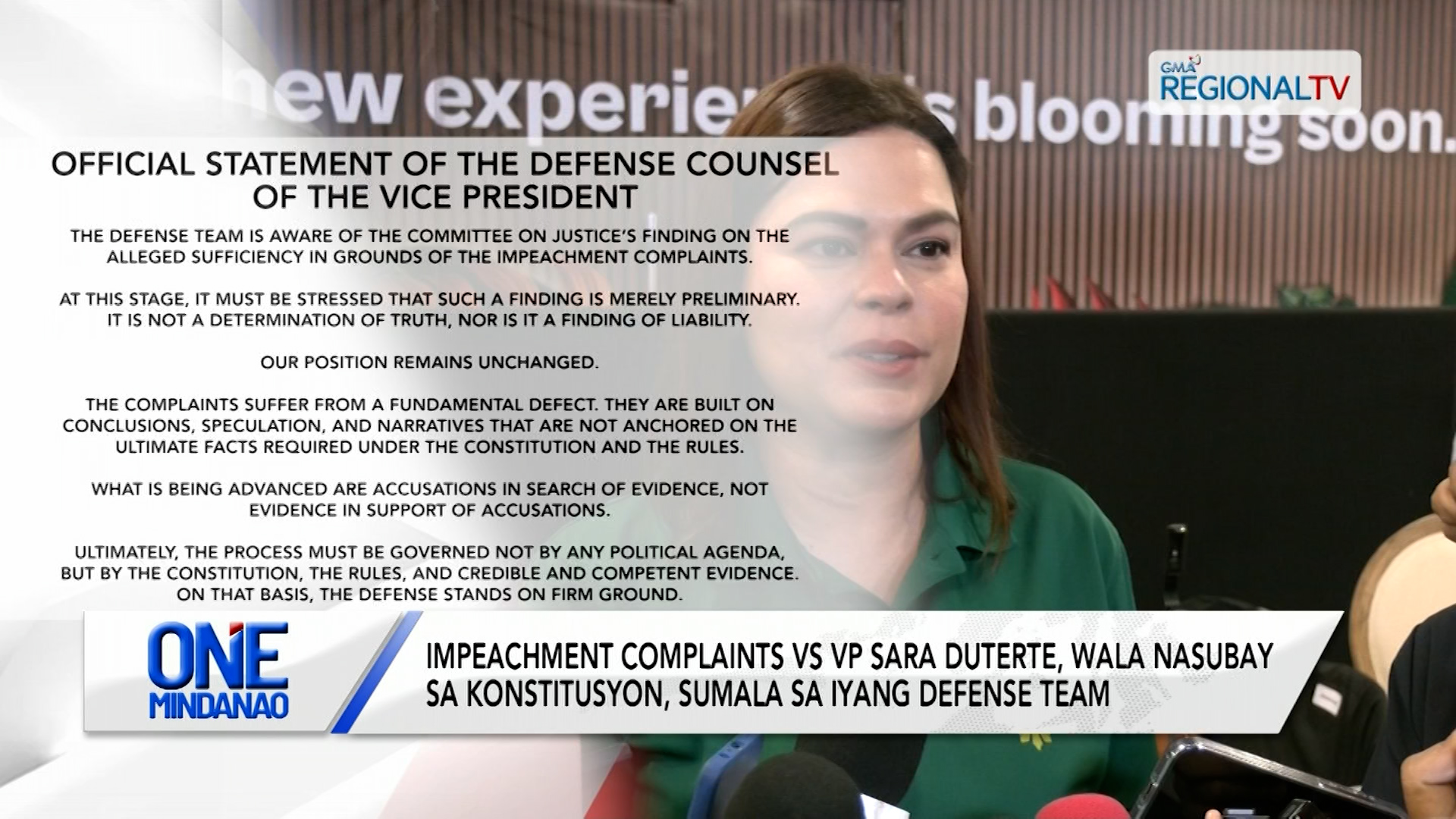 Impeachment Complaints vs VP Sara Duterte, wala nasubay sa konstitusyon | One Mindanao